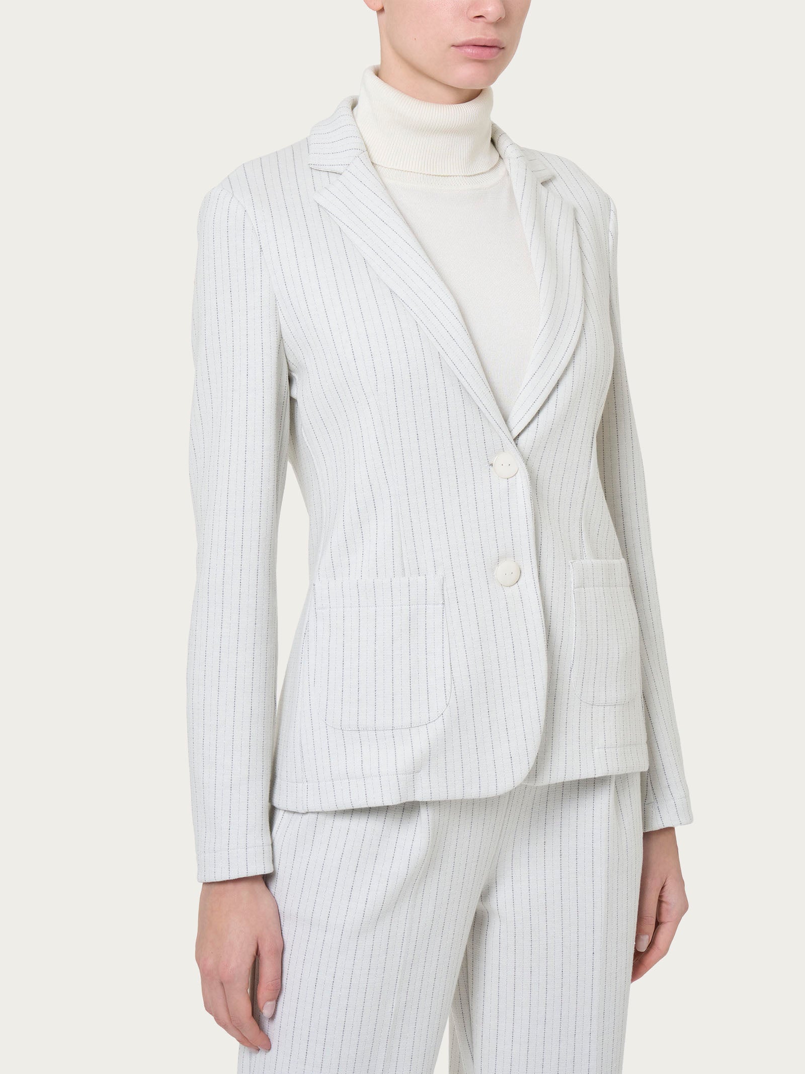 Ragno Blazer donna gessato nero lurex jacquard