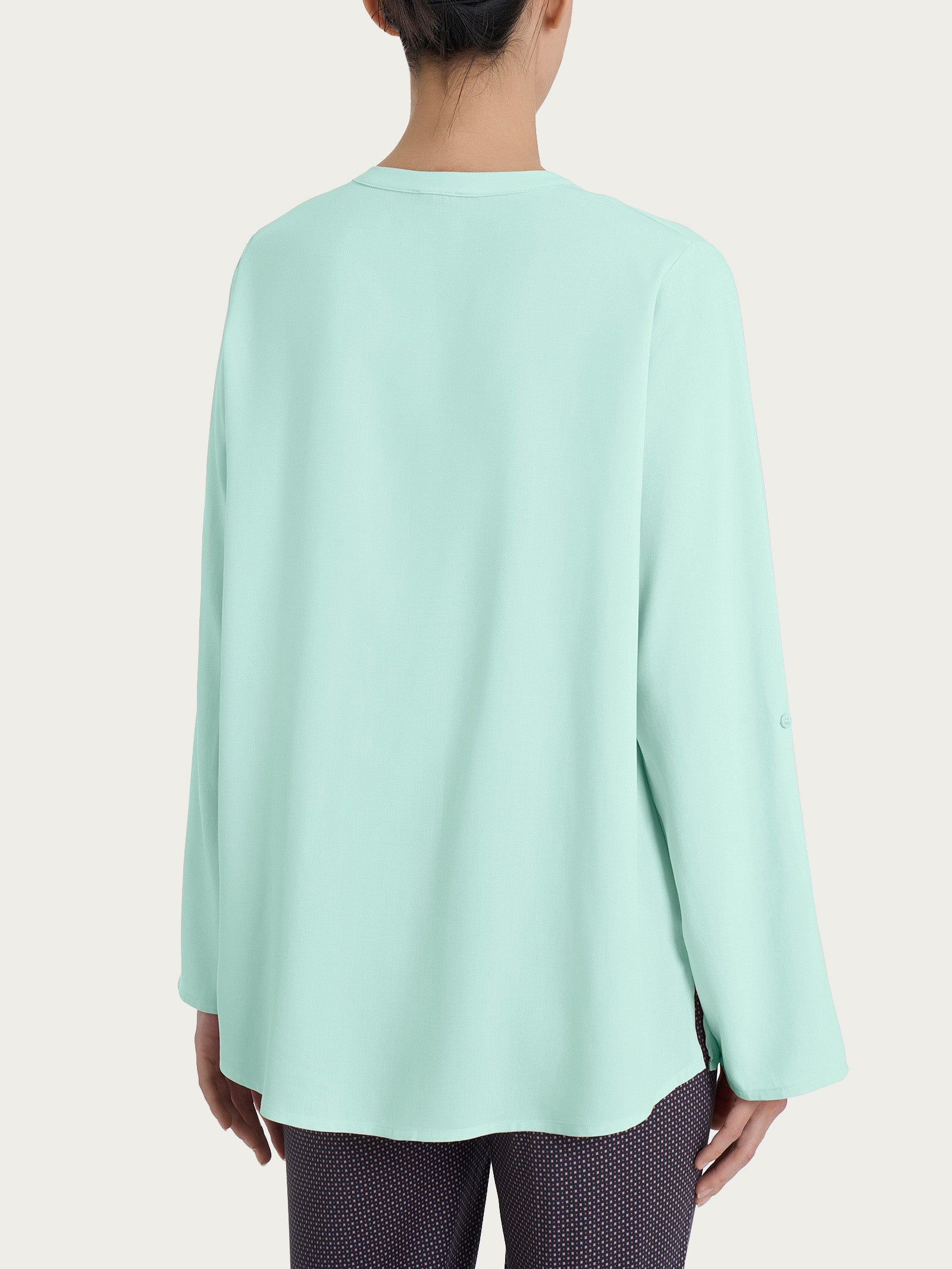 Ragno Gem camicia coreana Bird's Egg Green in viscosa