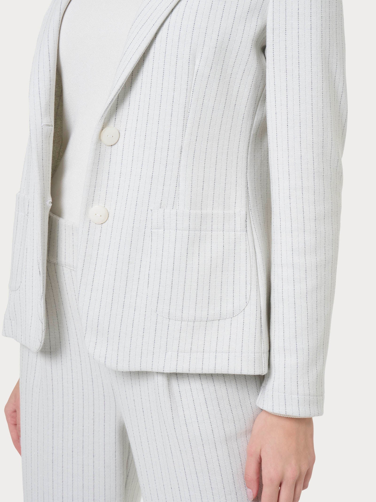 Ragno Blazer donna gessato nero lurex jacquard