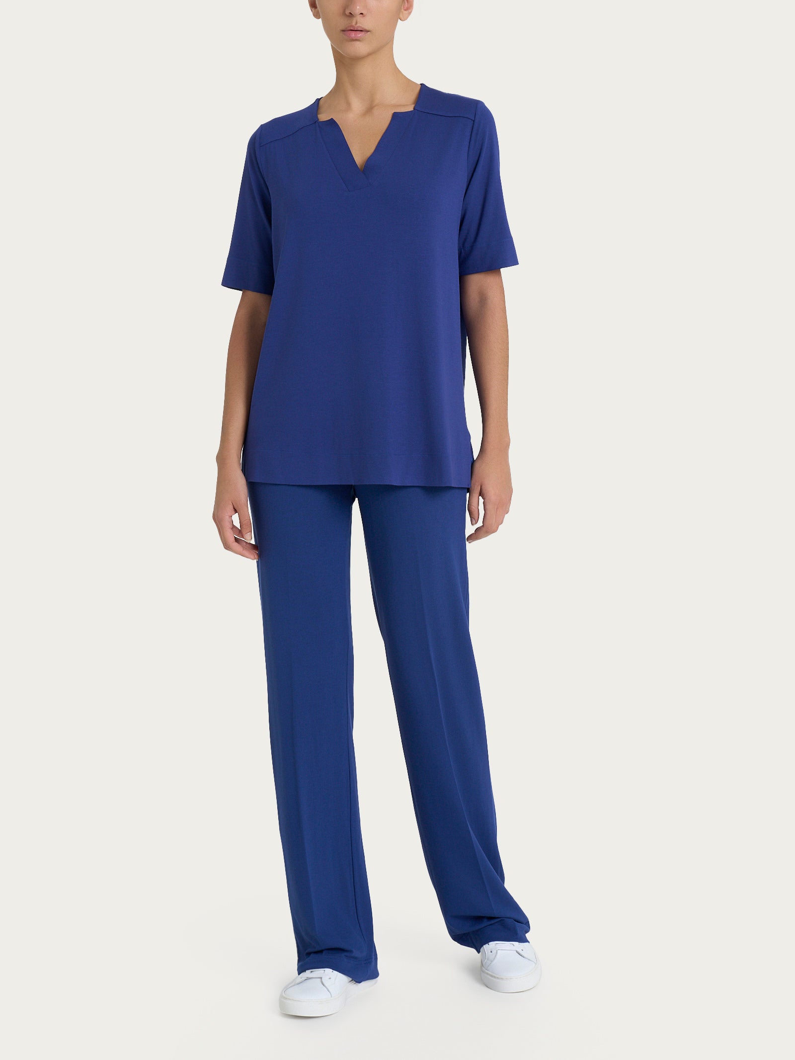Ragno Viscosa Summer maglietta donna Blueberry scollo V