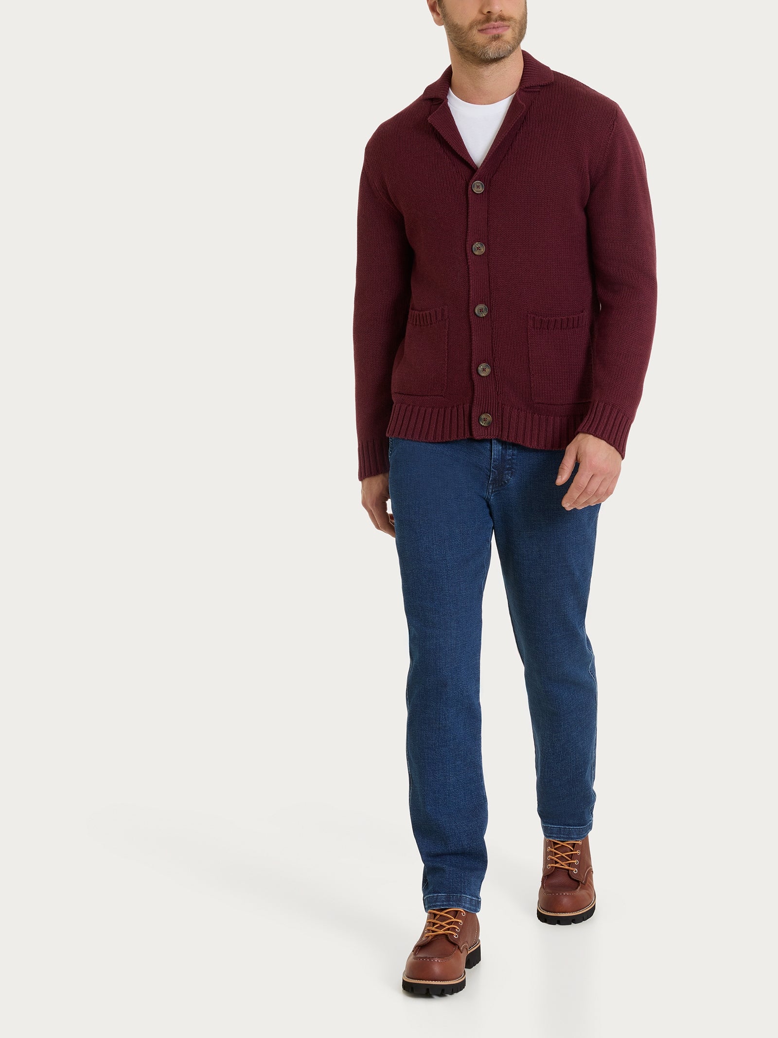 Ragno Winter Cotton Cardigan Uomo Fig Mel. puro cotone