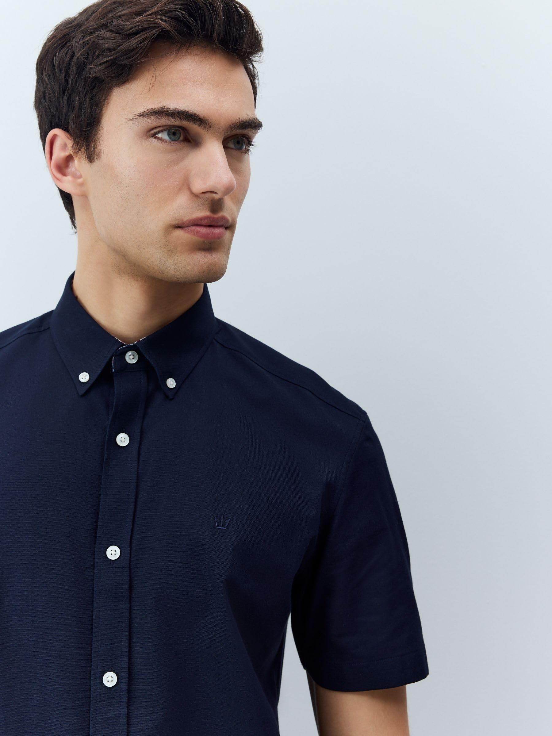 Next camicia oxford uomo maniche corte blu navy L