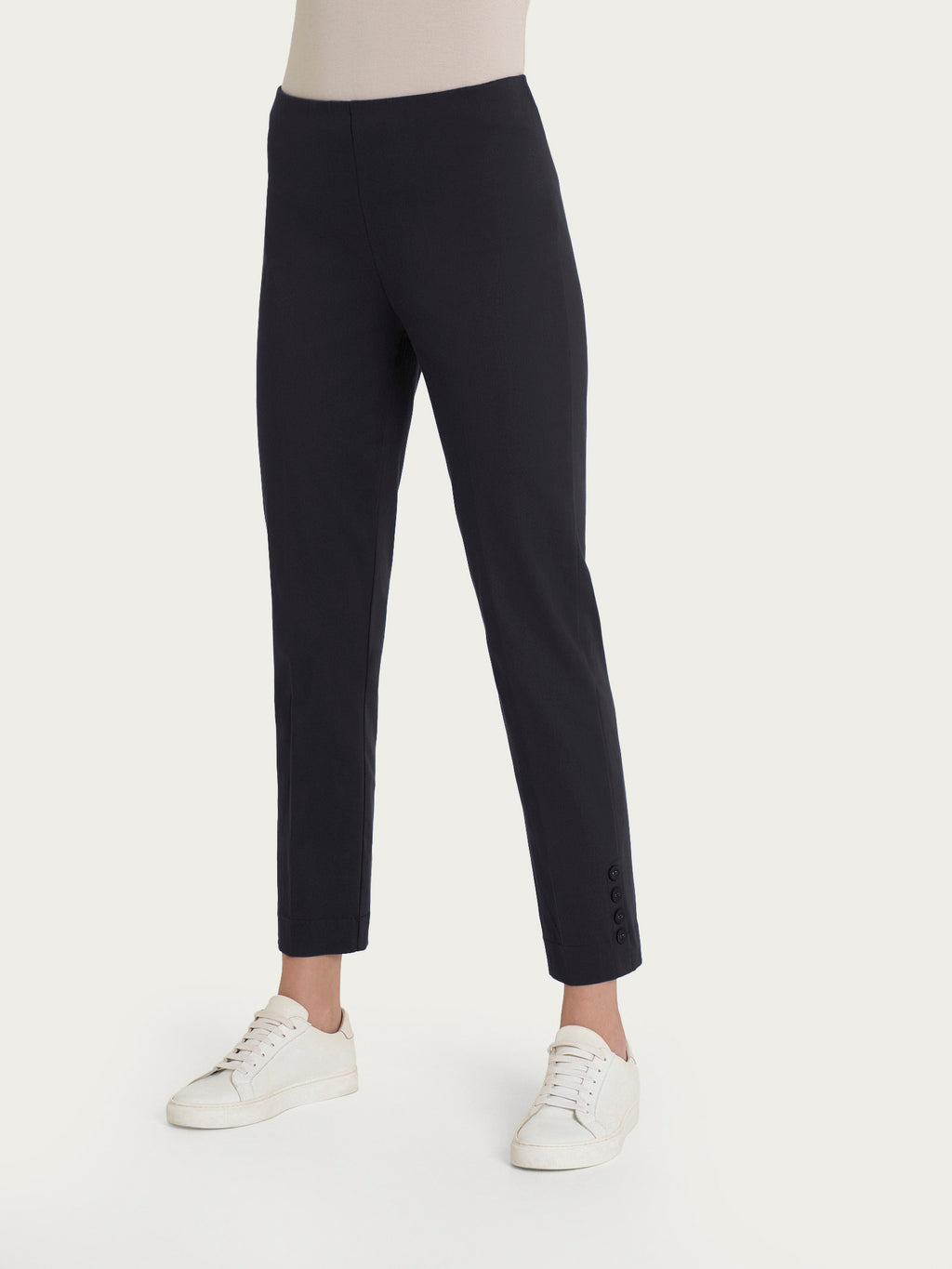 Ragno Satin Power pantaloni capri neri skinny con bottoni