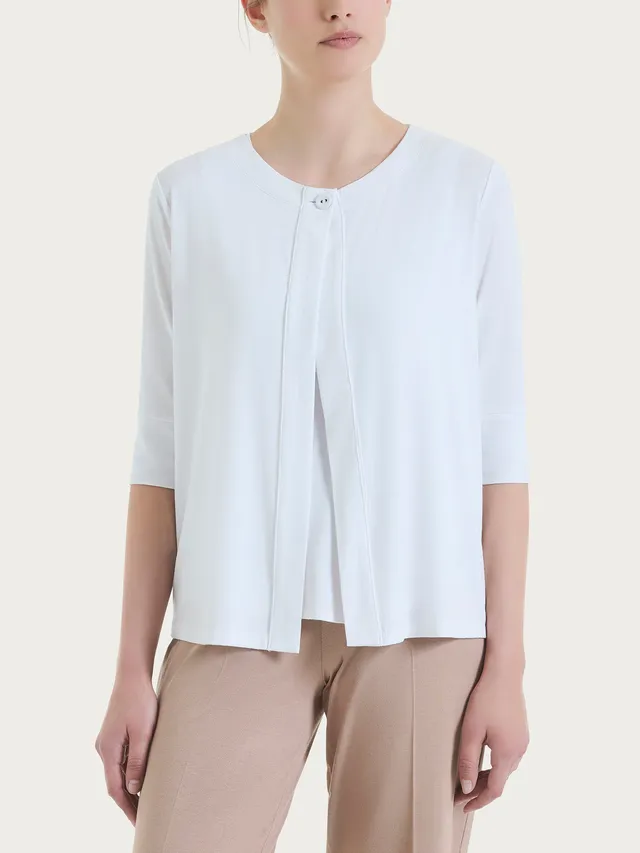 Ragno Viscosa Summer Cardigan Corto Bianco Manica 3/4