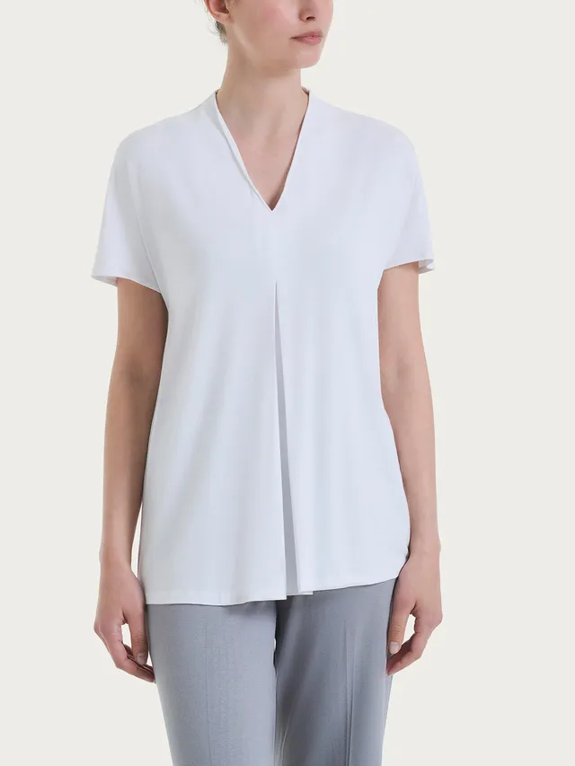 Ragno Viscosa Summer t-shirt scollo V piega bianca