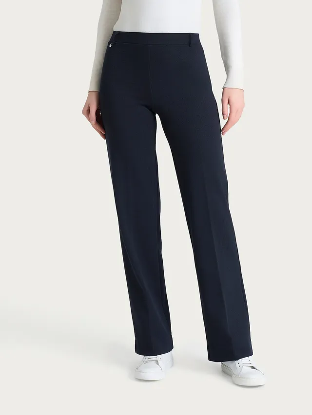 Ragno The Wide Leg pantalone ampio micro check bleu elastico