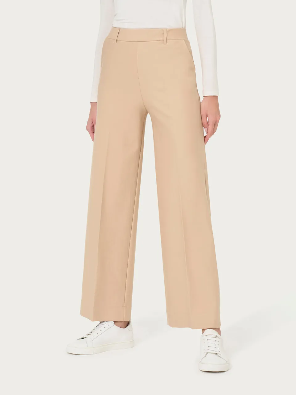 Ragno Compact pantaloni cropped larghi irish cream elastici
