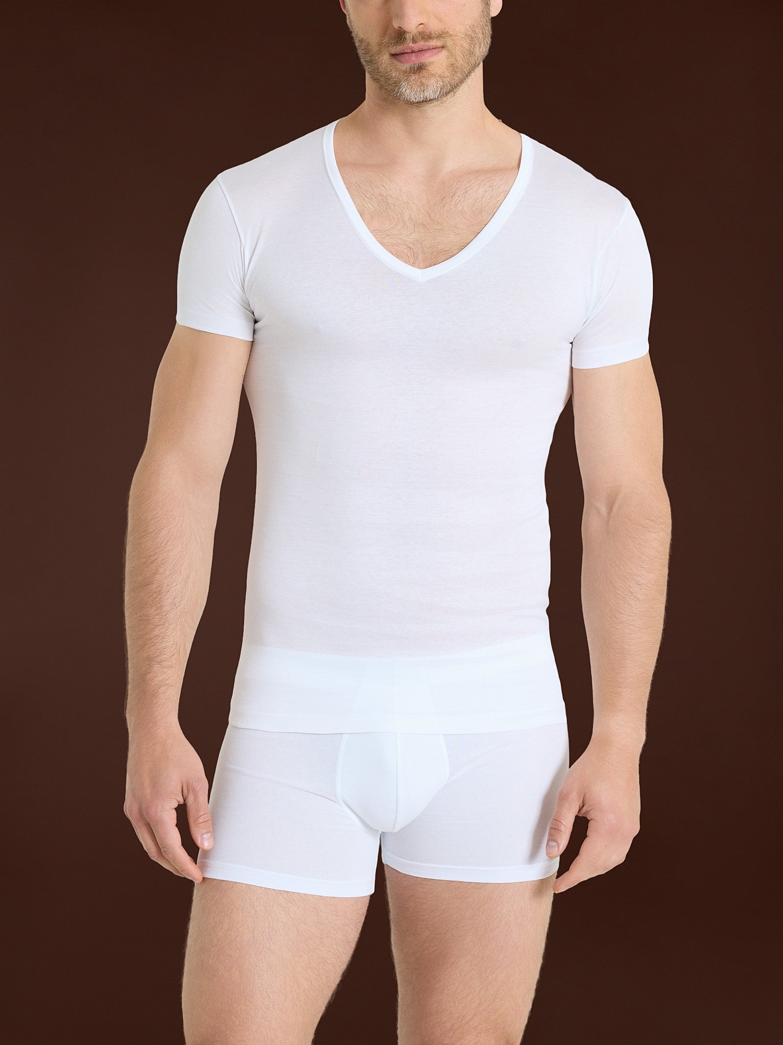 Ragno Silkotton maglietta scollo V cotone bianco uomo