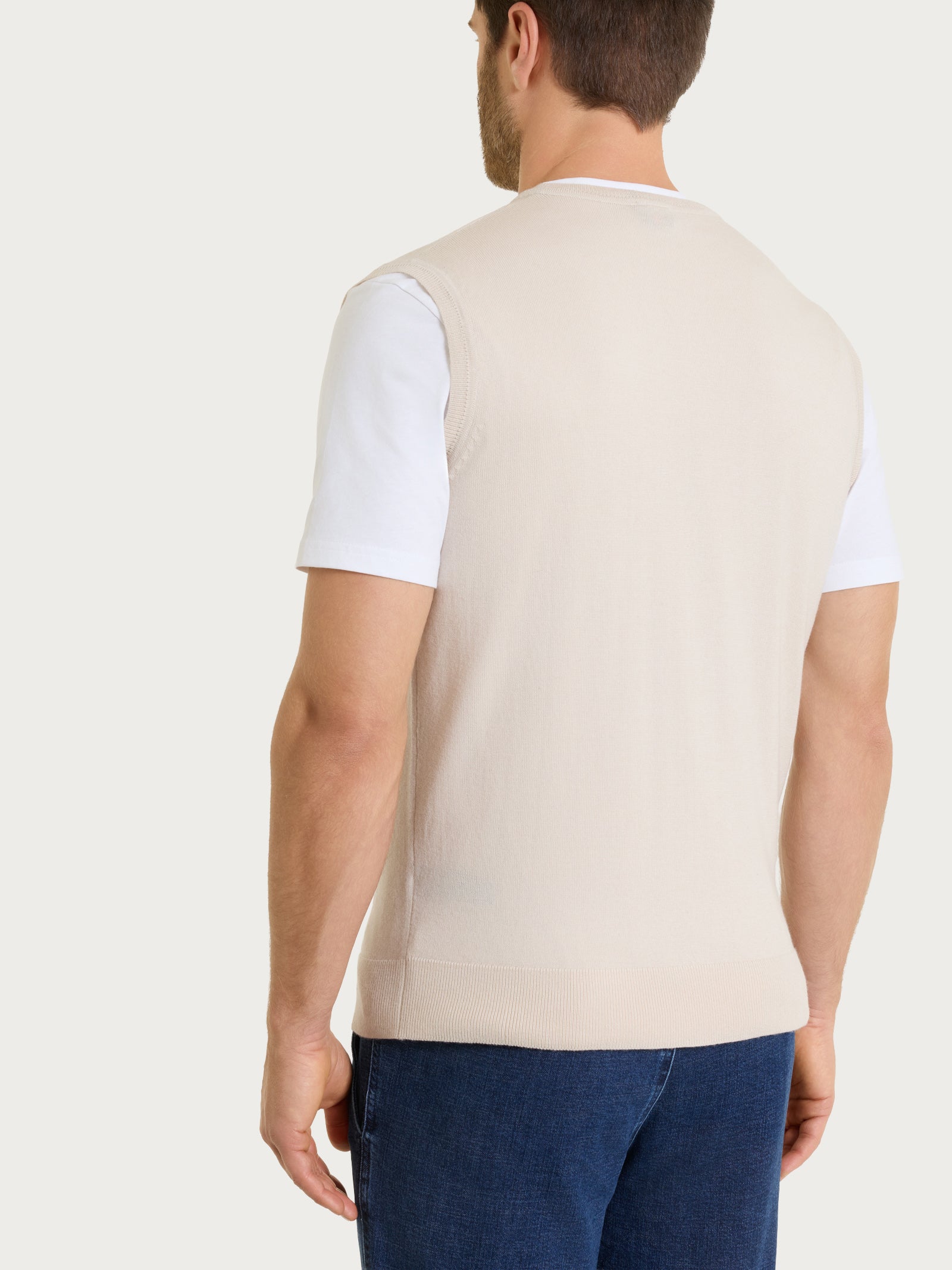 Ragno Merino Soft Gilet scollo V lana beige