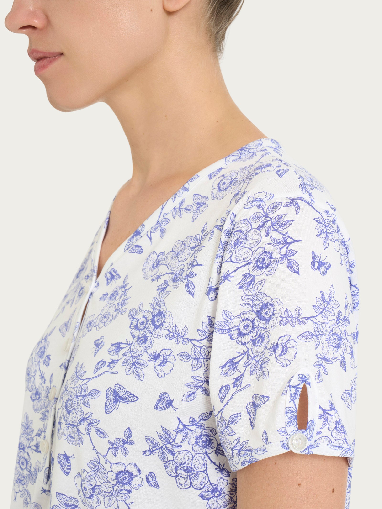 Ragno camicia da notte serafino jersey cotone fantasia bianco