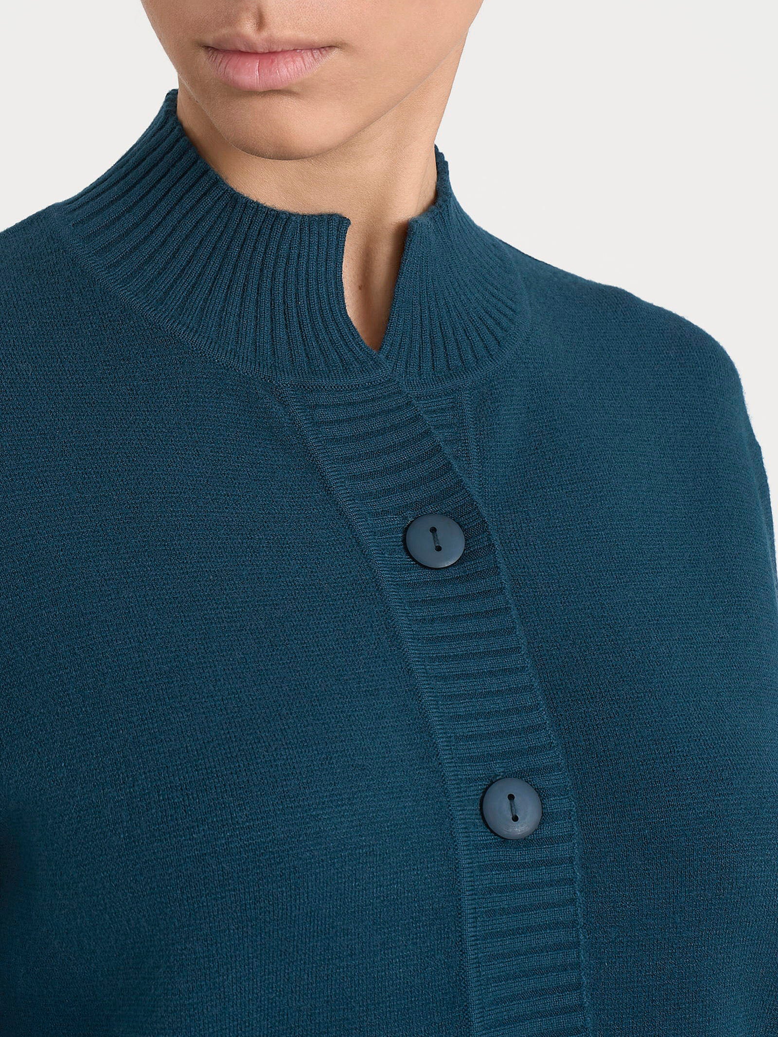 Ragno Super Soft Cardigan Collo Alto Blu Viscosa