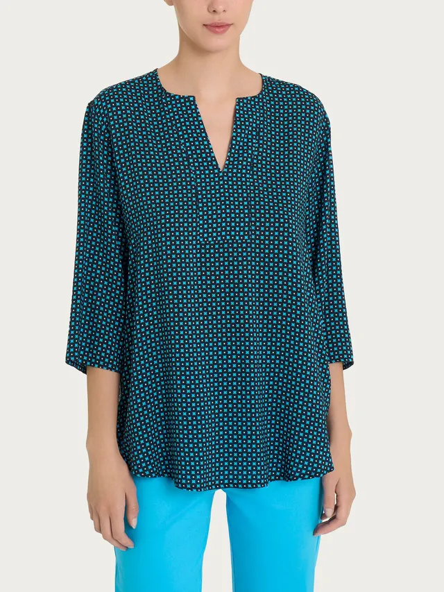 Ragno Ecoseta Blusa Scollo V Viscosa Fant. Aquarius