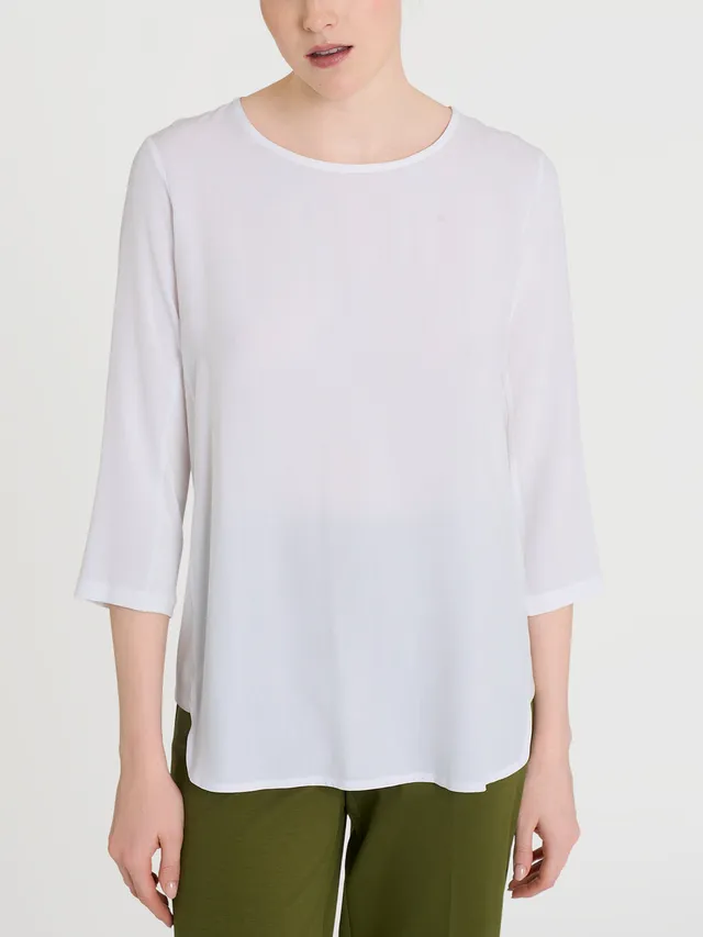 Ragno Viscosa Summer Maglia Girocollo Inserto Laterale Bianca Viscosa