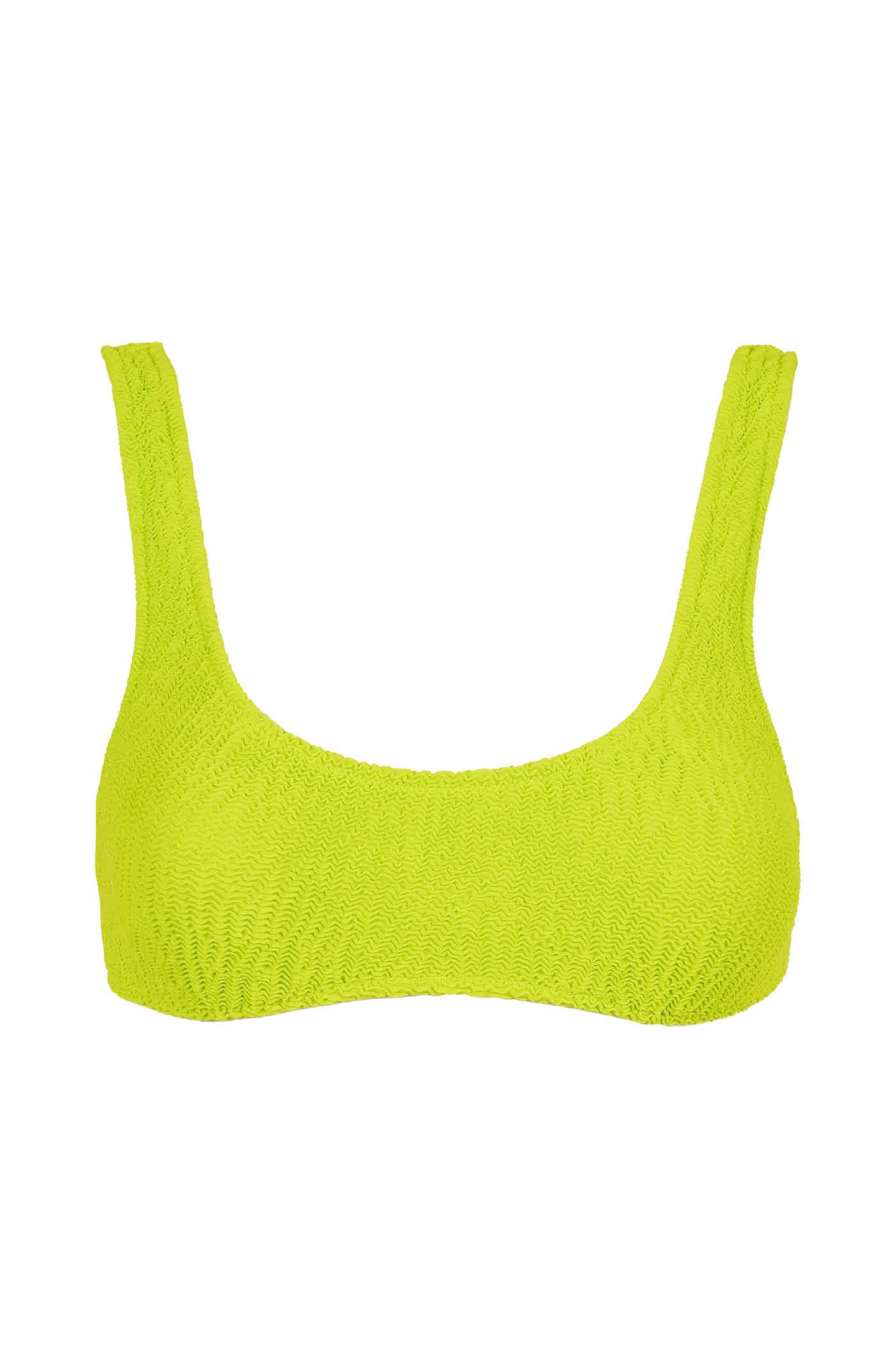 Goldenpoint Crinkle top bikini donna arricciato tinta unita fluo