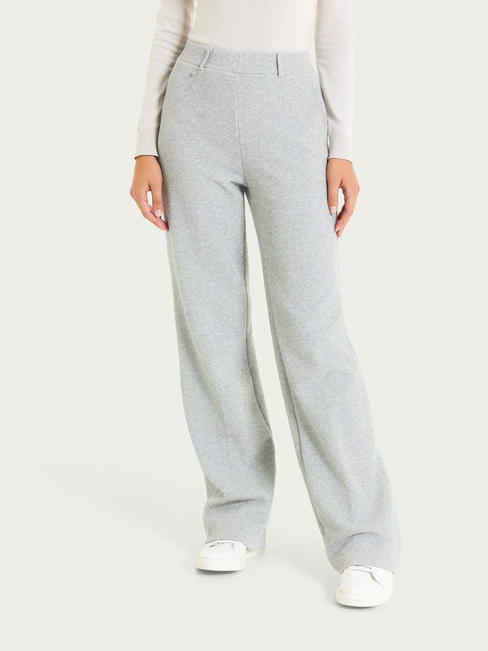 Ragno Pantalone Ampio Japanese Fleece Caldo Grigio Melange