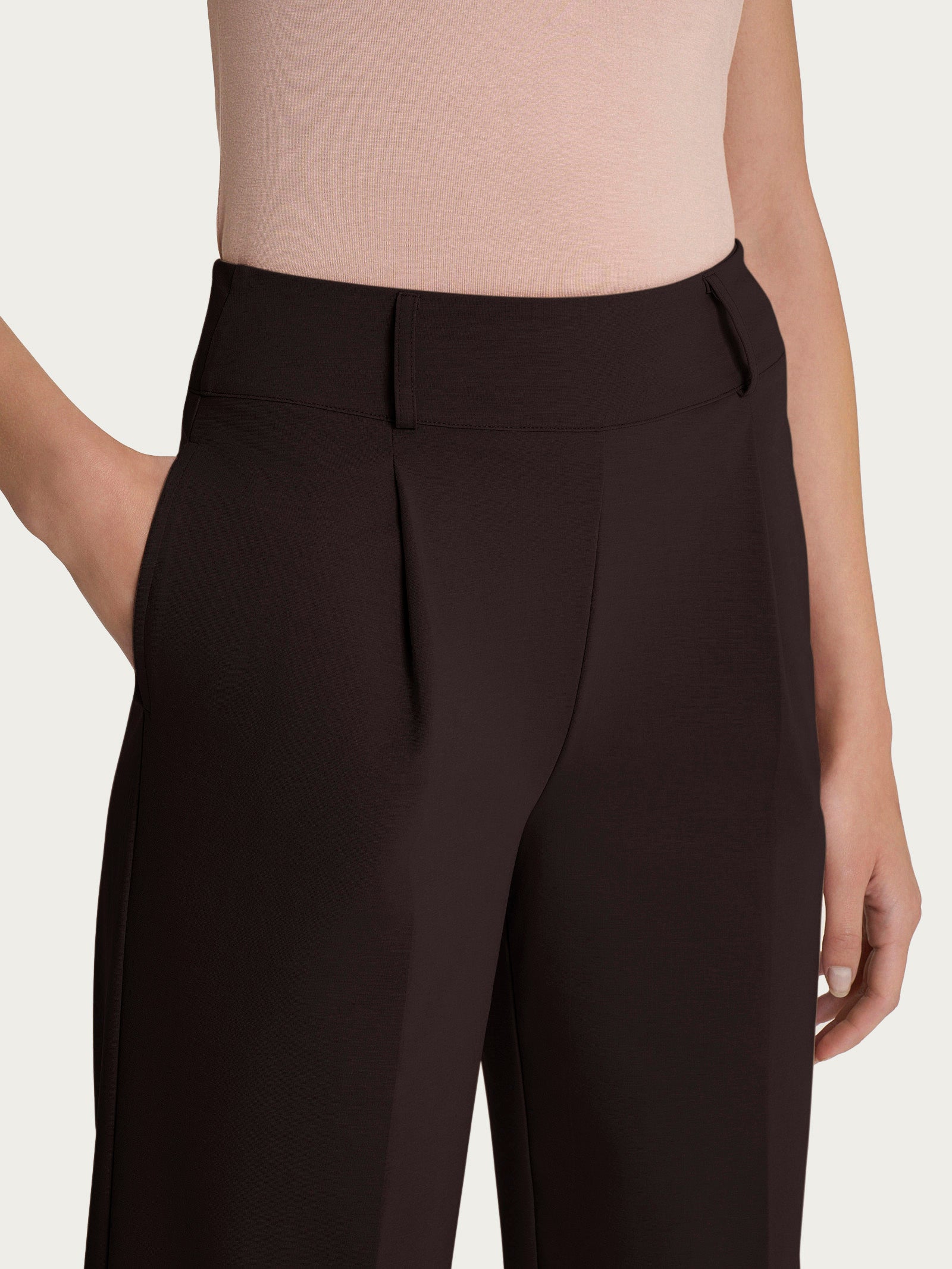 Ragno Compact Light Pantalone Wide Leg Chocolate Torte