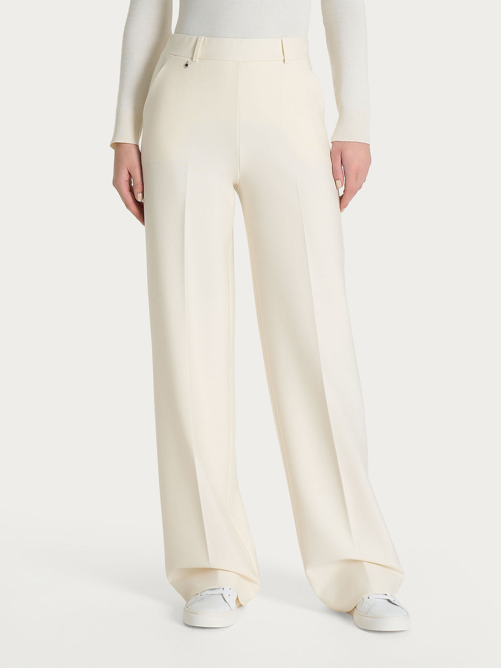 Ragno Compact Palazzo pantaloni donna gamba larga Avorio
