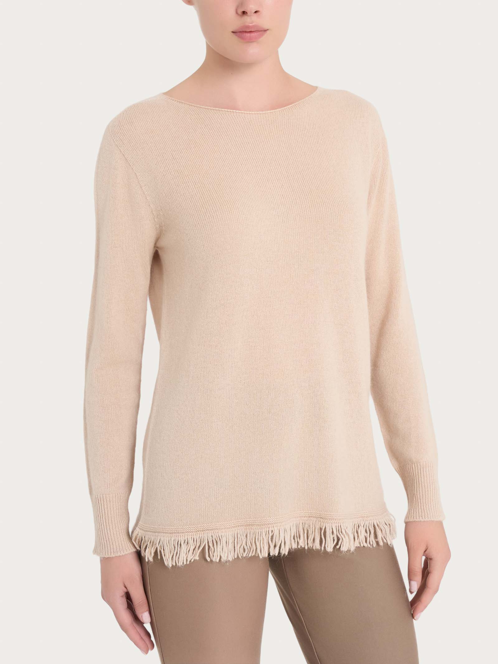 Ragno Merino Soft maglia girocollo frange moonlight calda