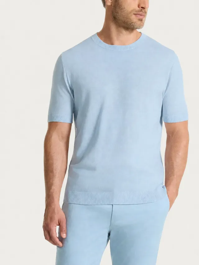 Ragno Puro Cotone Maglia Manica Corta Dusty Blue