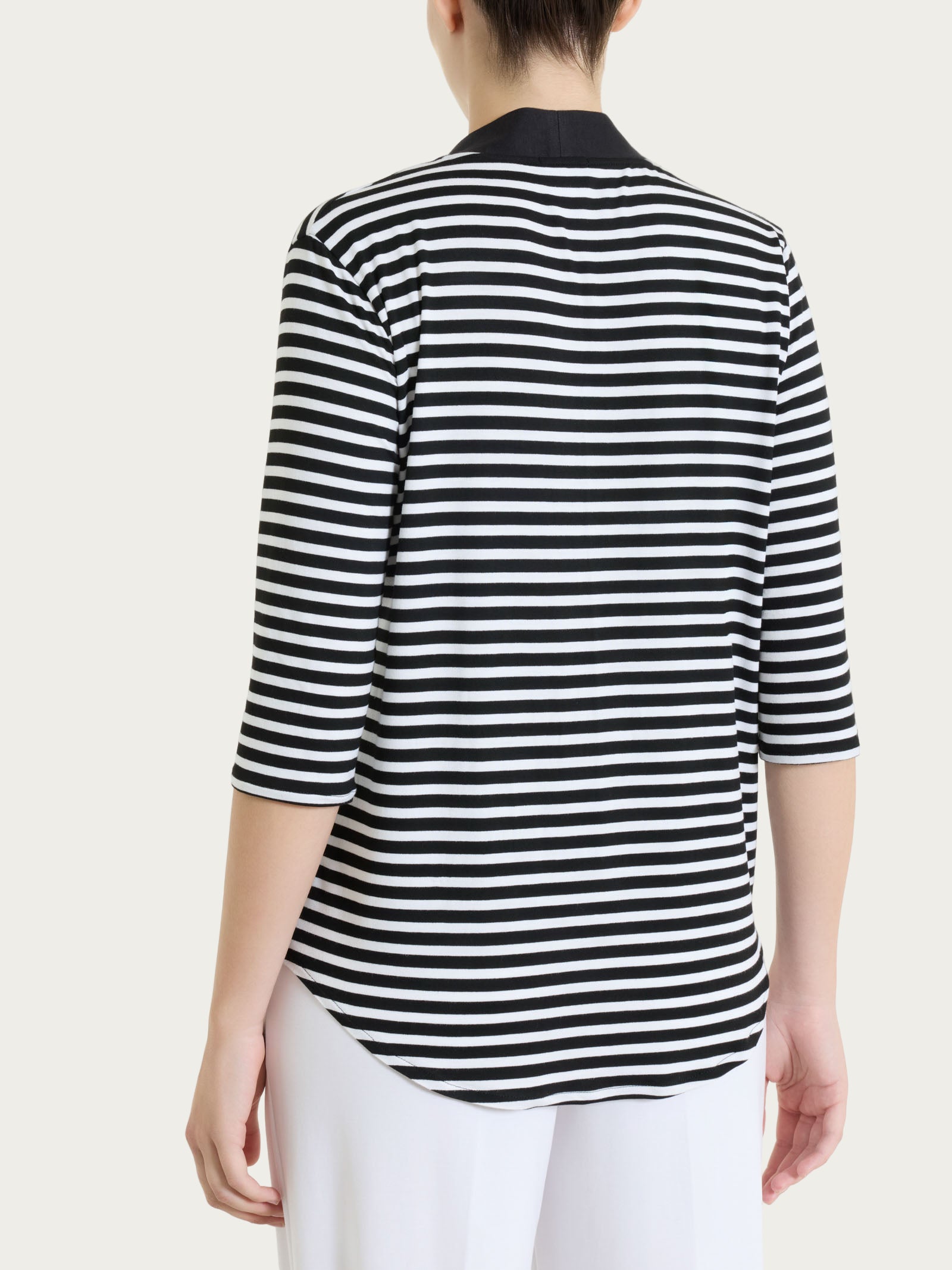 Ragno Viscosa Summer Maglietta scollo V nera righe soft