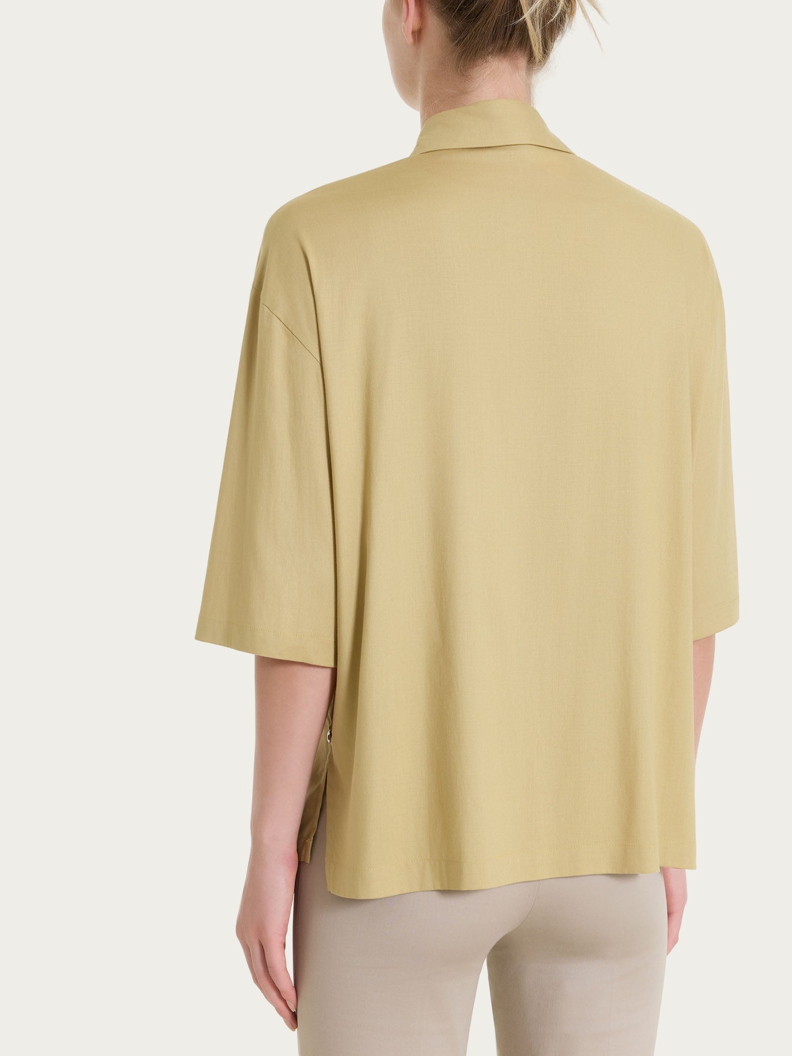 Ragno Voile Stretch camicia manica 3/4 kaki leggera