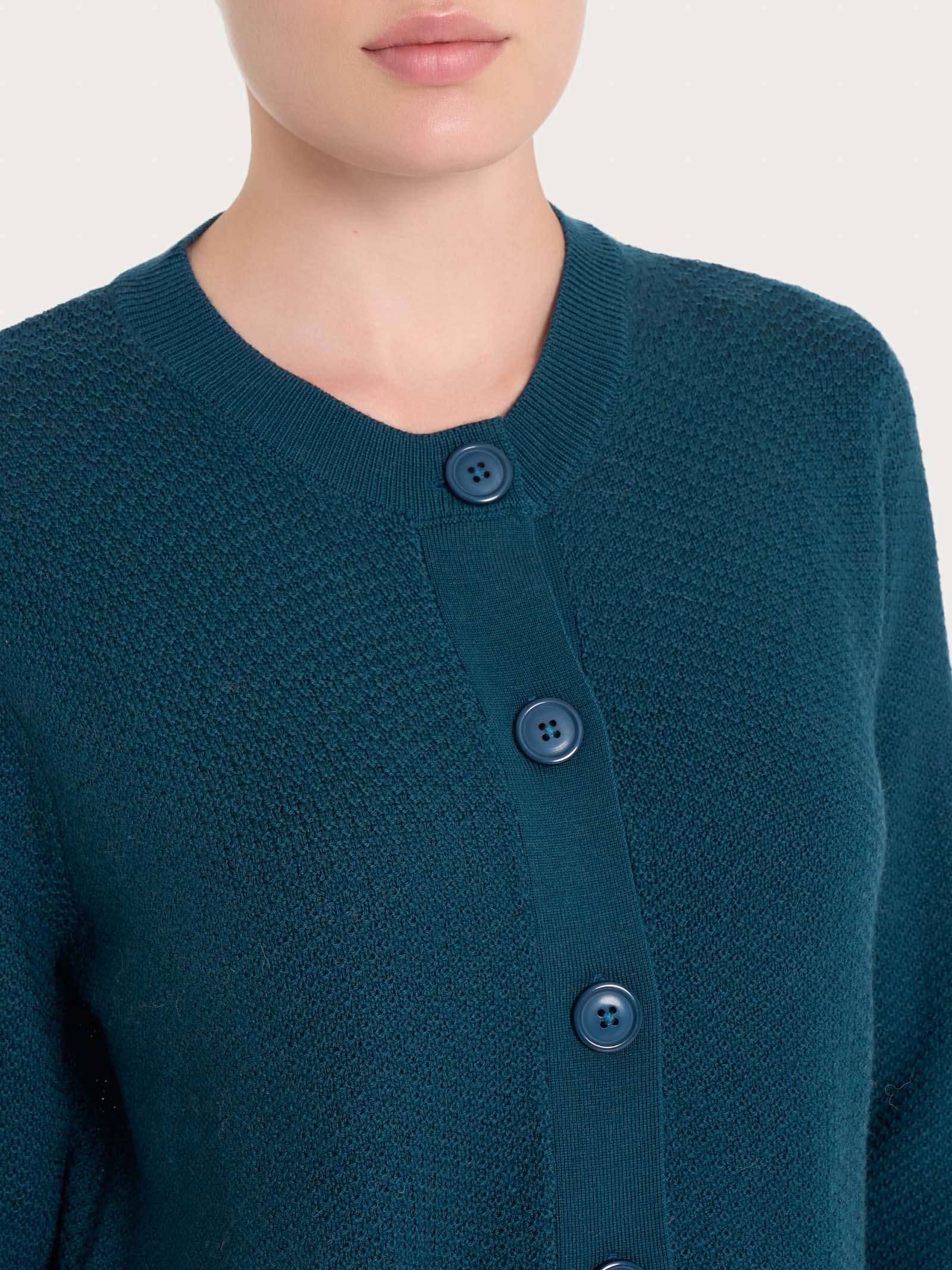 Ragno Merino Soft Cardigan blu Reflecting Pond
