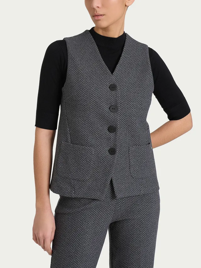 Ragno Comfort gilet quattro bottoni Eco Jacquard Fant.Oscuro Mel