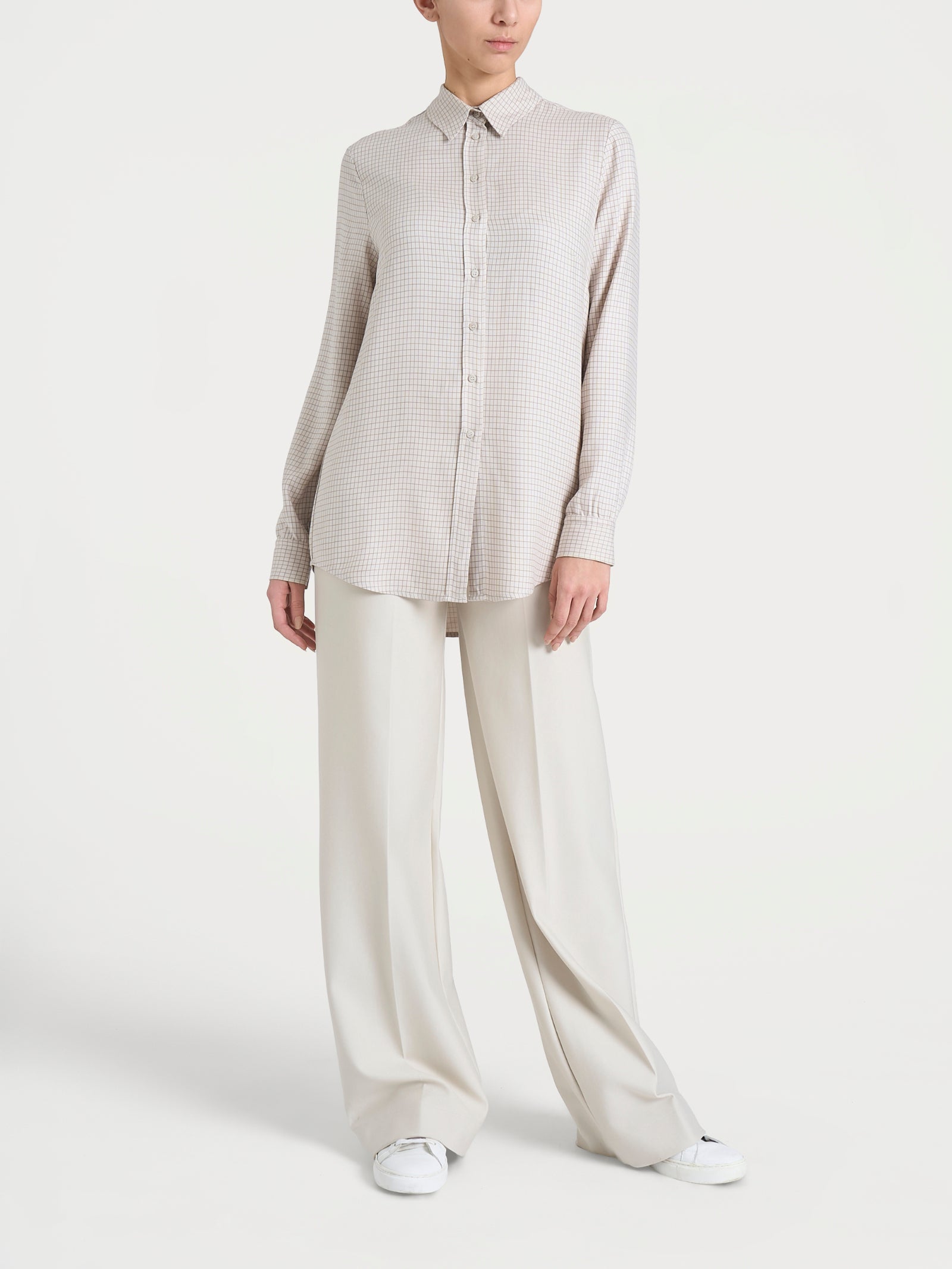 Ragno Winter EcoSeta camicia micro check Champignon calda