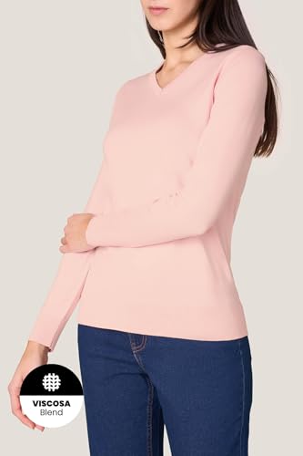 Goldenpoint Donna Maglia Scollo V Manica Lunga Misto Viscosa