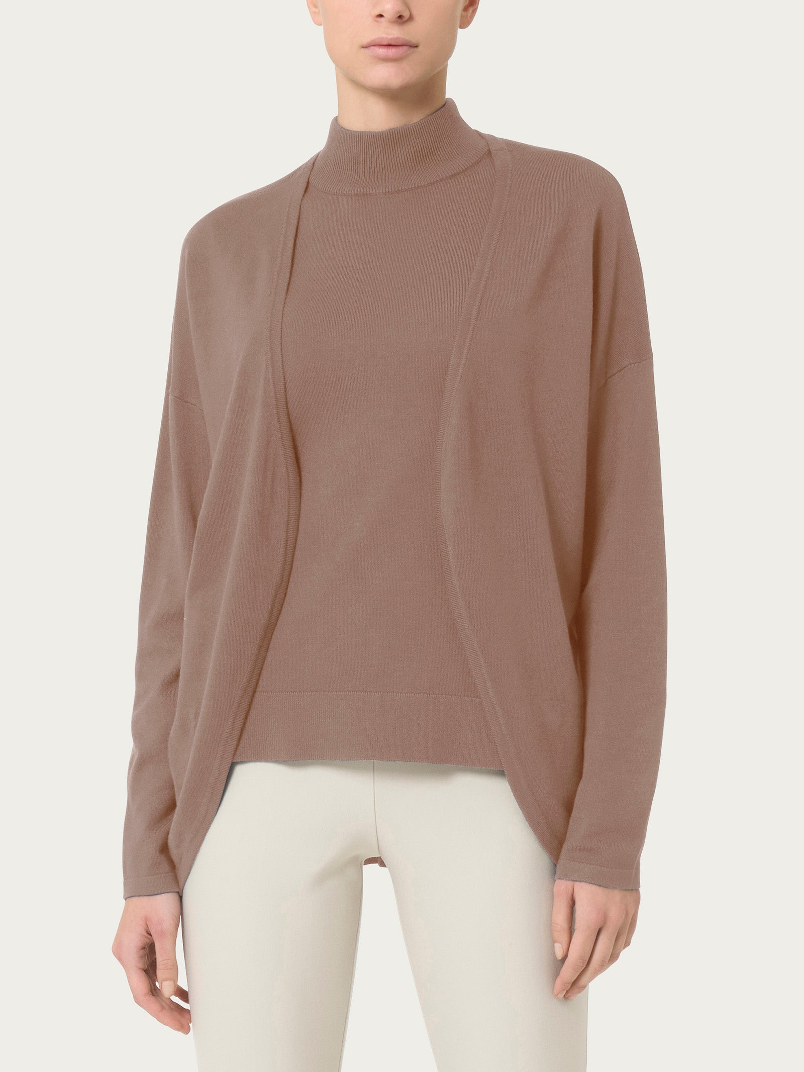 Ragno Four Seasons cardigan aperto Pine Bark misto viscosa