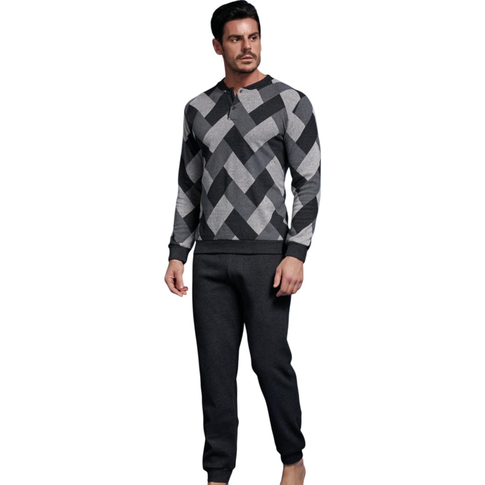 Enrico Coveri pigiama uomo jacquard antracite XL