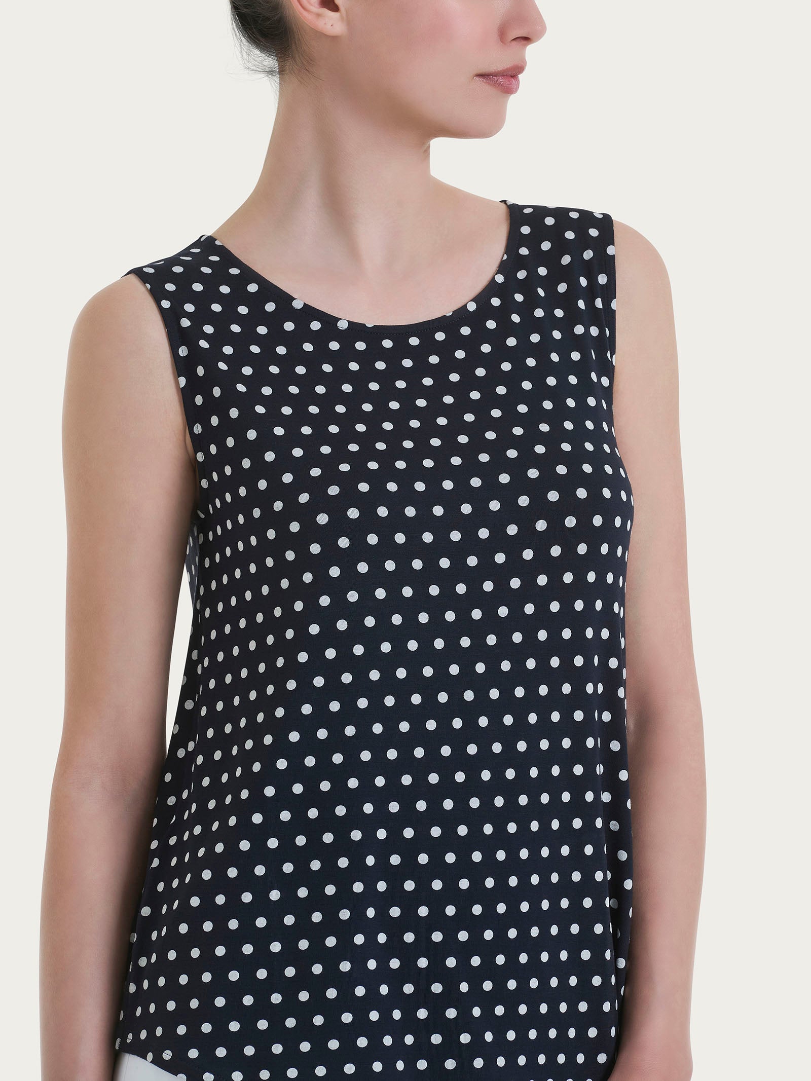 Ragno Viscosa Summer top pois Fant.Bleu smanicato viscosa
