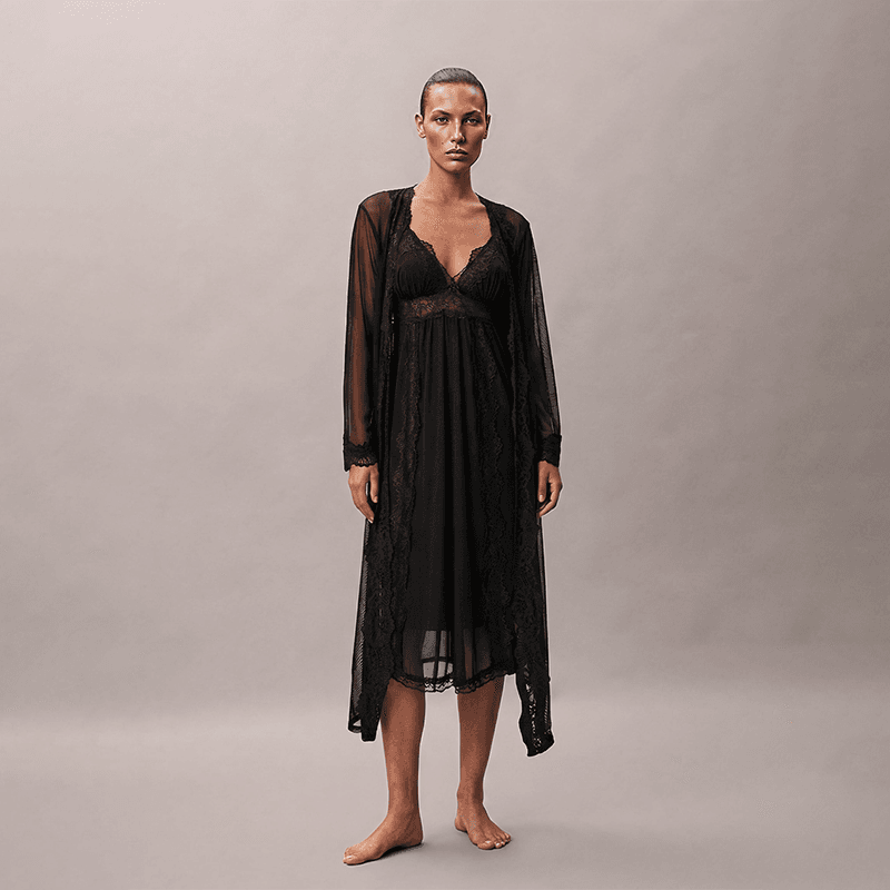 Maria Grazia Severi Midnight Elegance sottoveste nera 2 pezzi pizzo