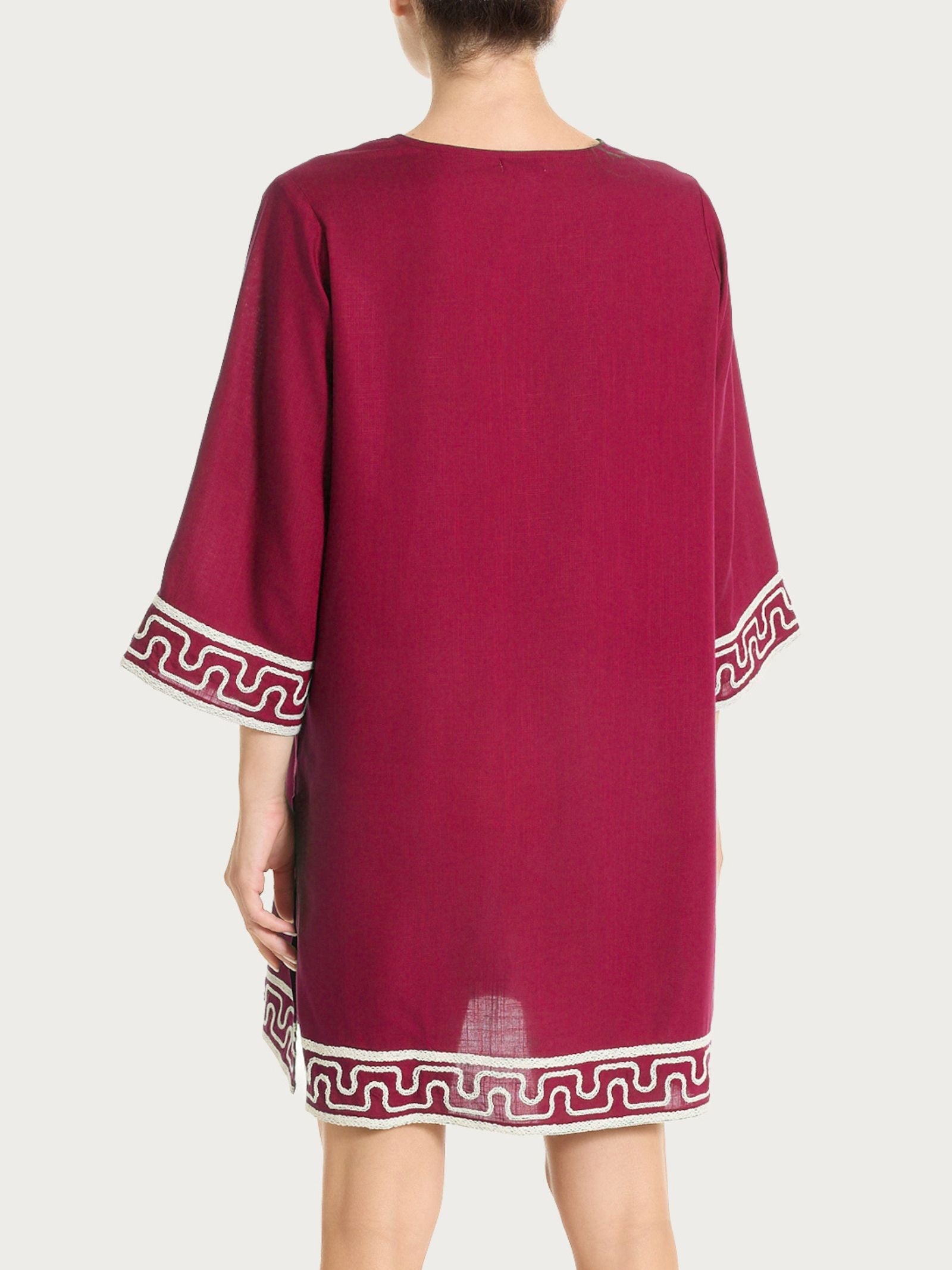 Ragno Compact abito corto mussola beet red scollo a V