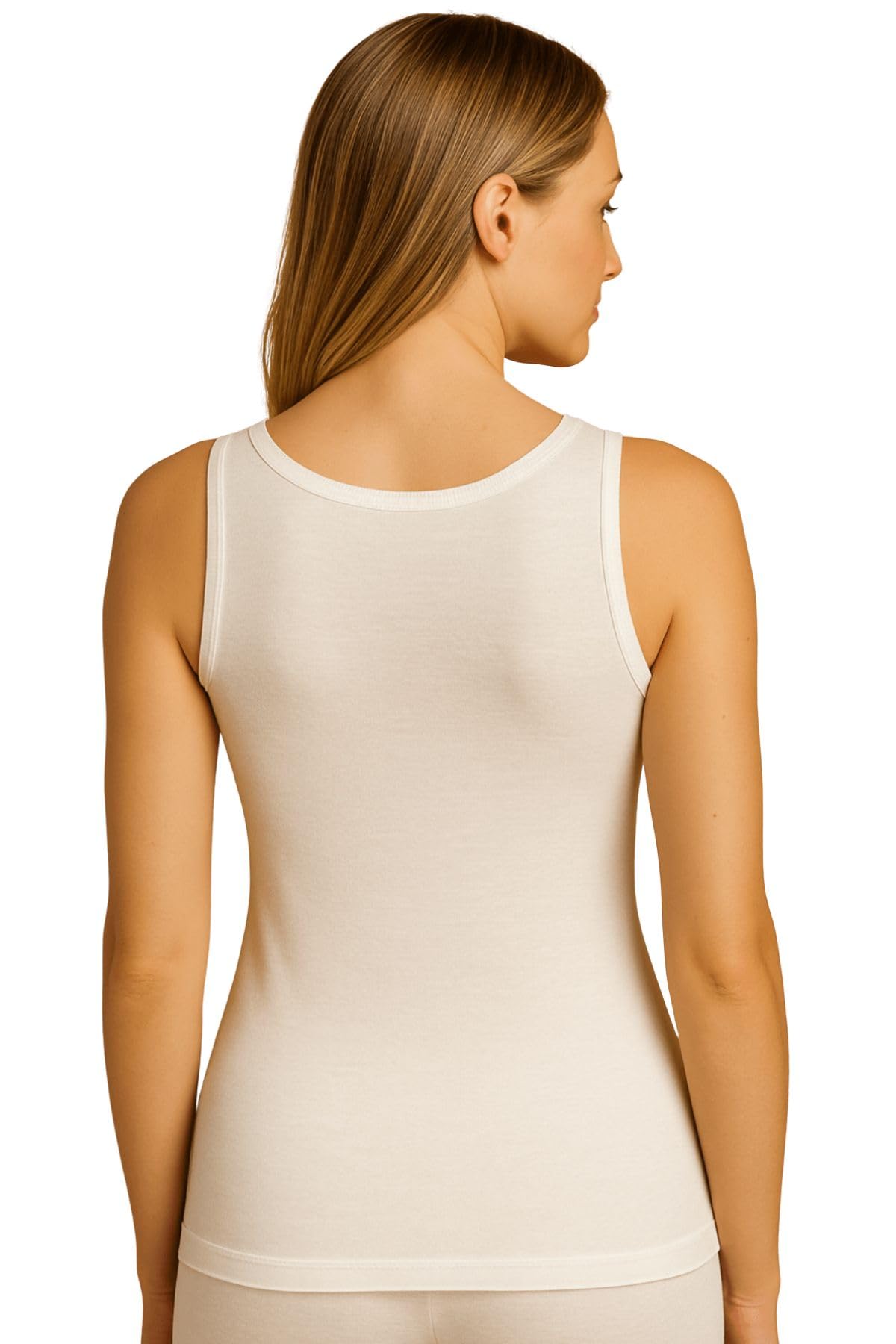 Lady C Canotta Donna Spalla Larga Misto Lana Pizzo Elegante