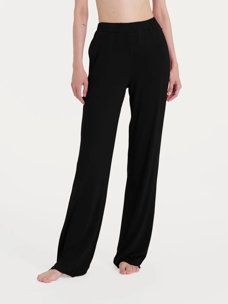 Ragno Pantalone Ampio Nero in Viscosa Summer Wide Leg