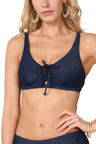 Goldenpoint Costina Lamè stringato con ferretto top bikini lurex tinta unita