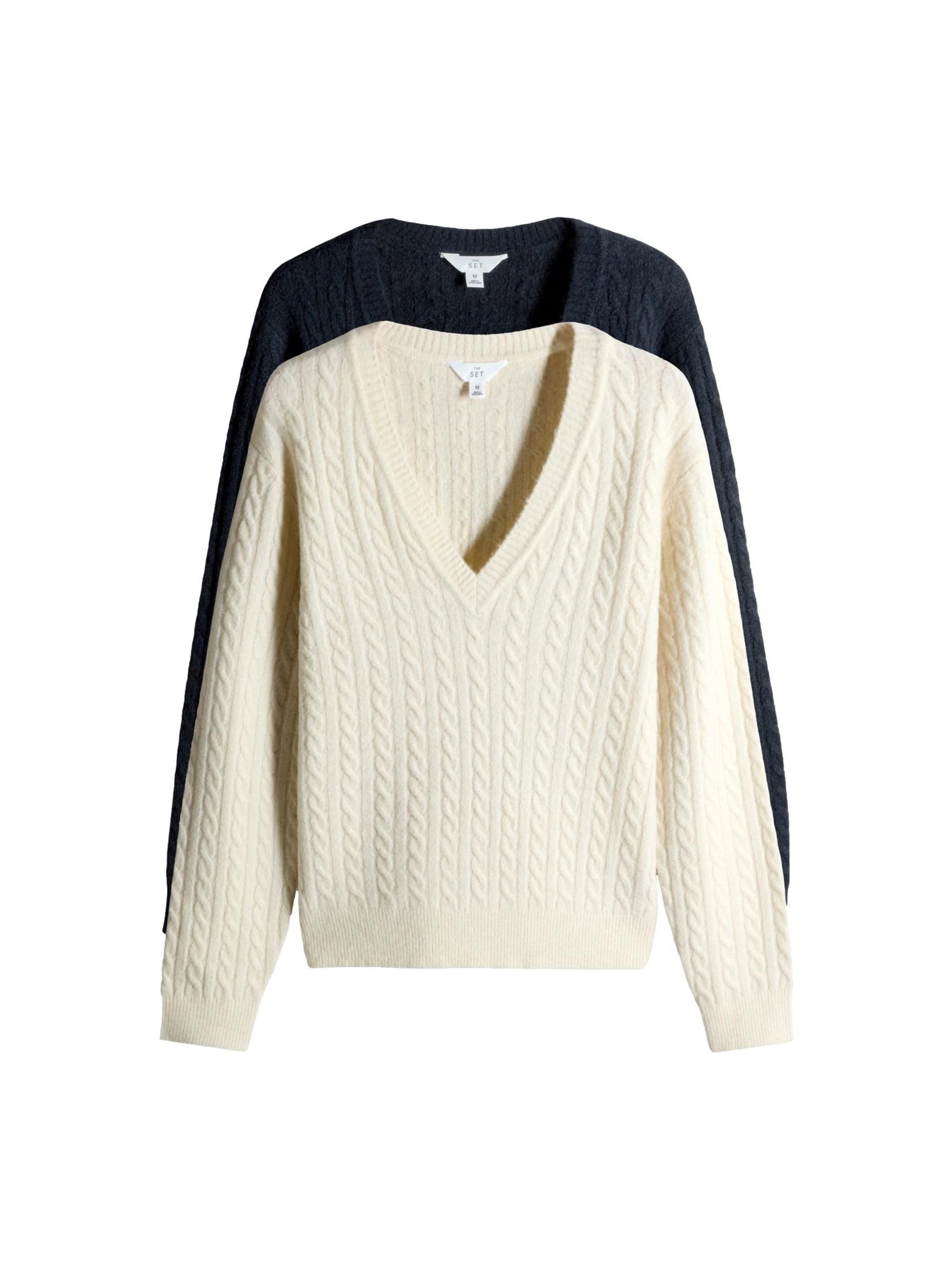 Geo Next The Set Maglioni a Trecce Scollo a V donna x2 lana