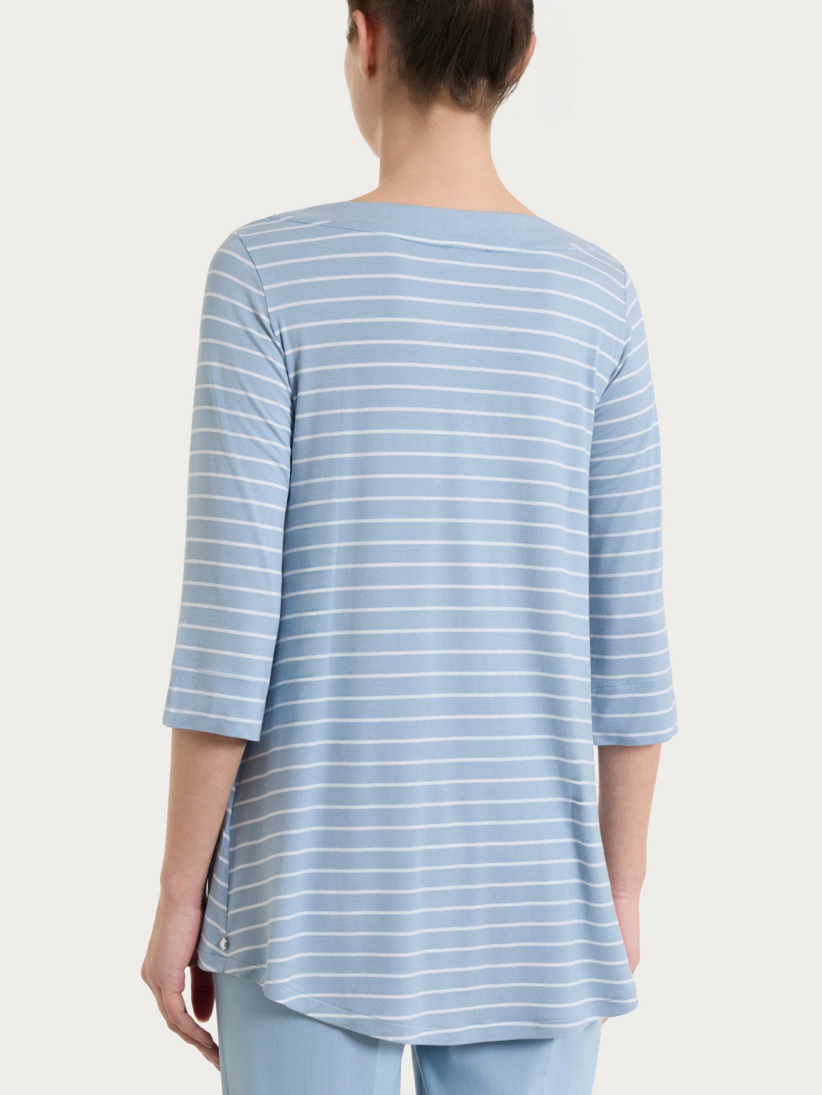 Ragno Perfetta Maglietta collo squadrato righe Dusty Blue
