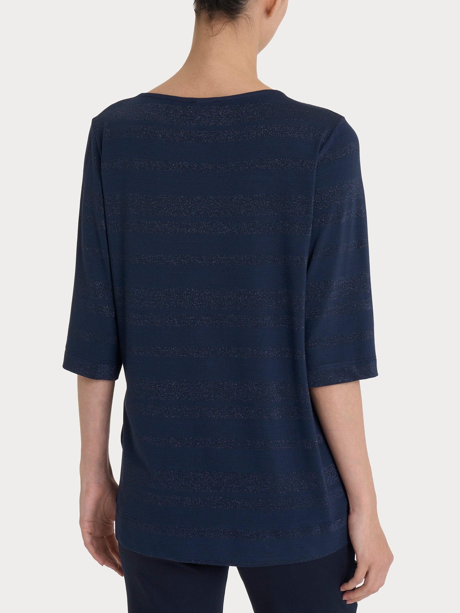 Ragno Perfetta maglietta righe viscosa lurex blu Bleu