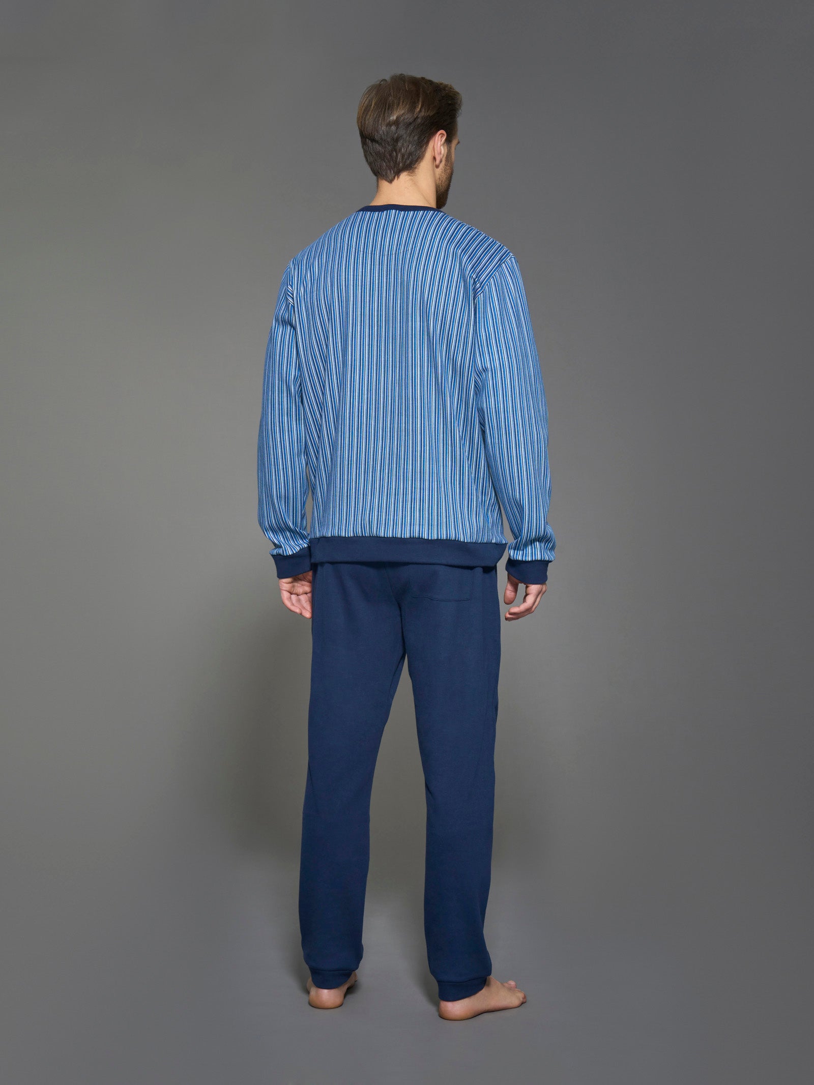 Ragno Sport Pigiama Lungo Serafino interlock cotone Navy Blazer