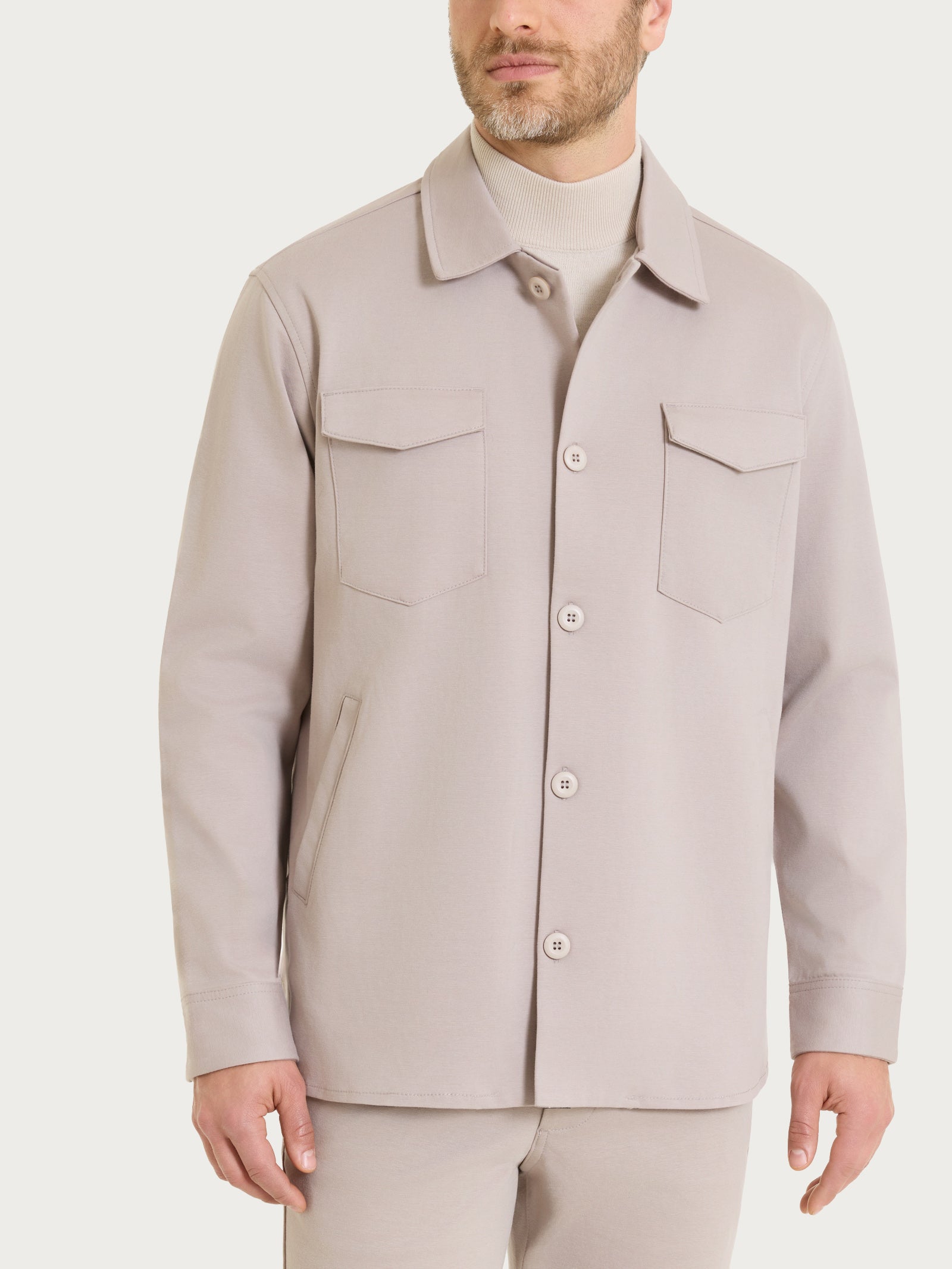 Ragno Cotton Compact Shacket giacca grigia String elasticizzata