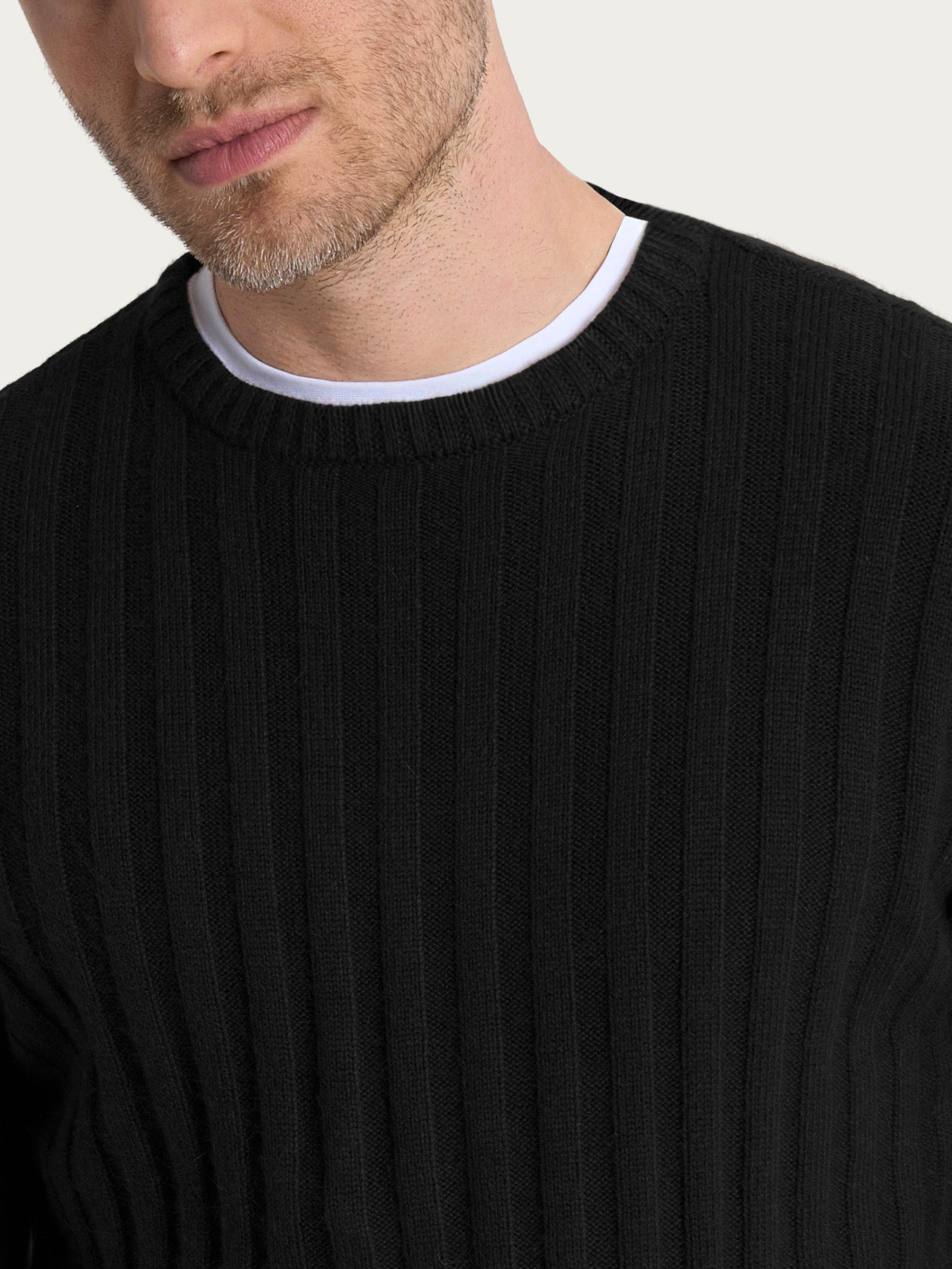 Ragno Four Seasons Girocollo Pull Uomo Nero costa piatta