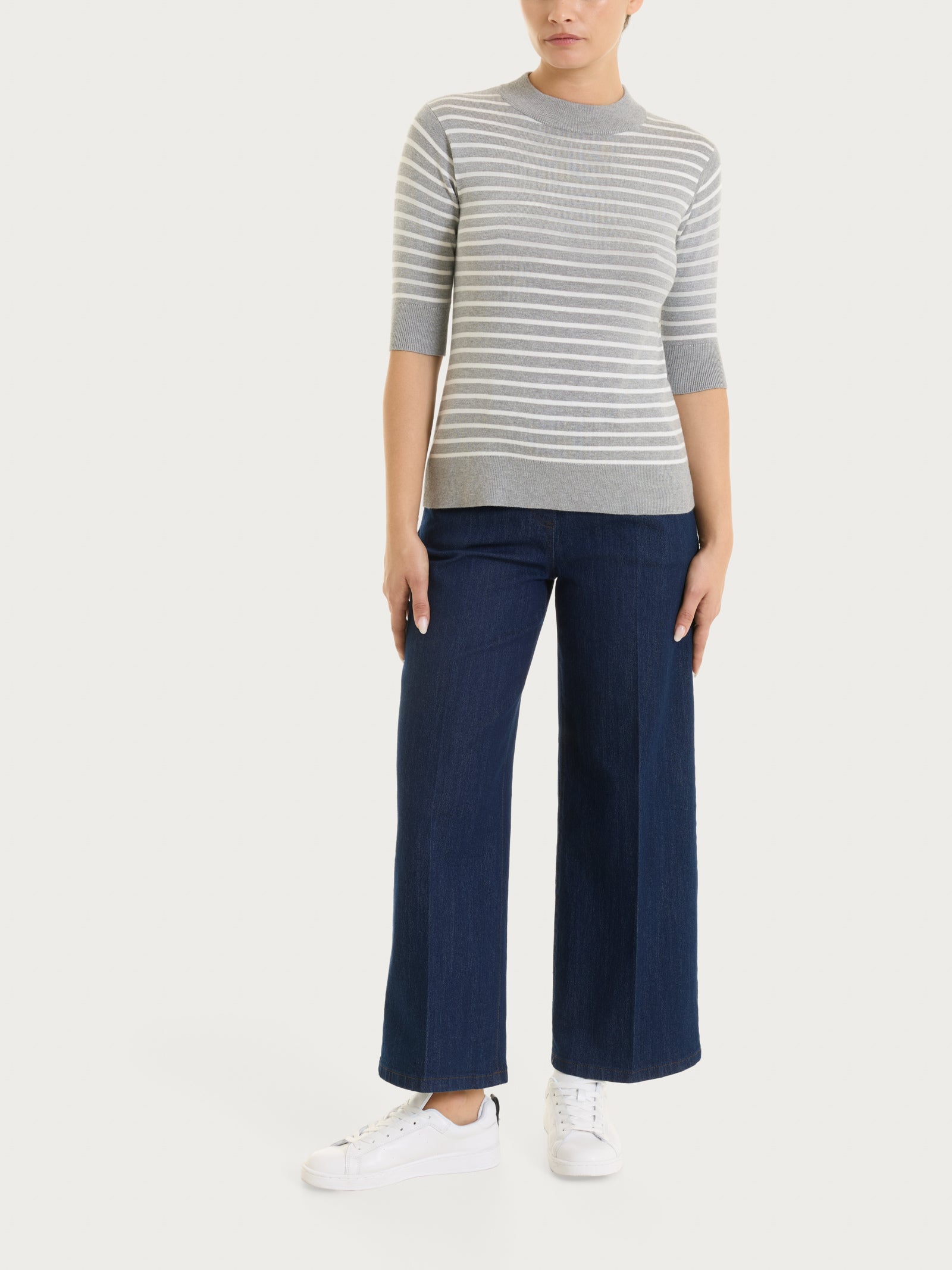 Ragno Four Seasons Lupetto a righe pari Grigio Mel. manica corta