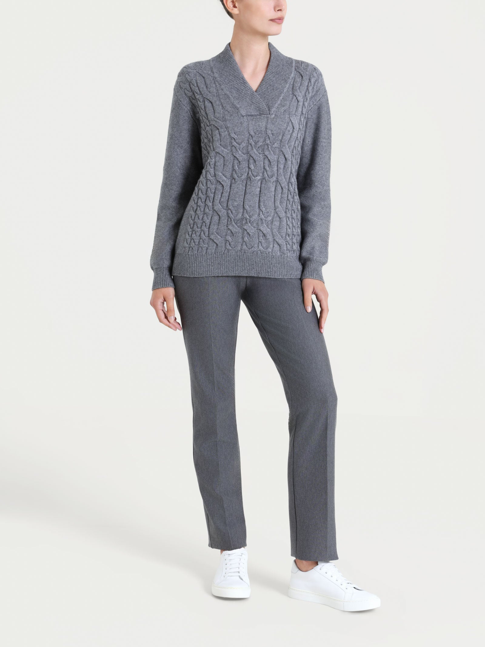 Ragno Natural Soft Maglia scollo V donna Ferro Mel. misto viscosa