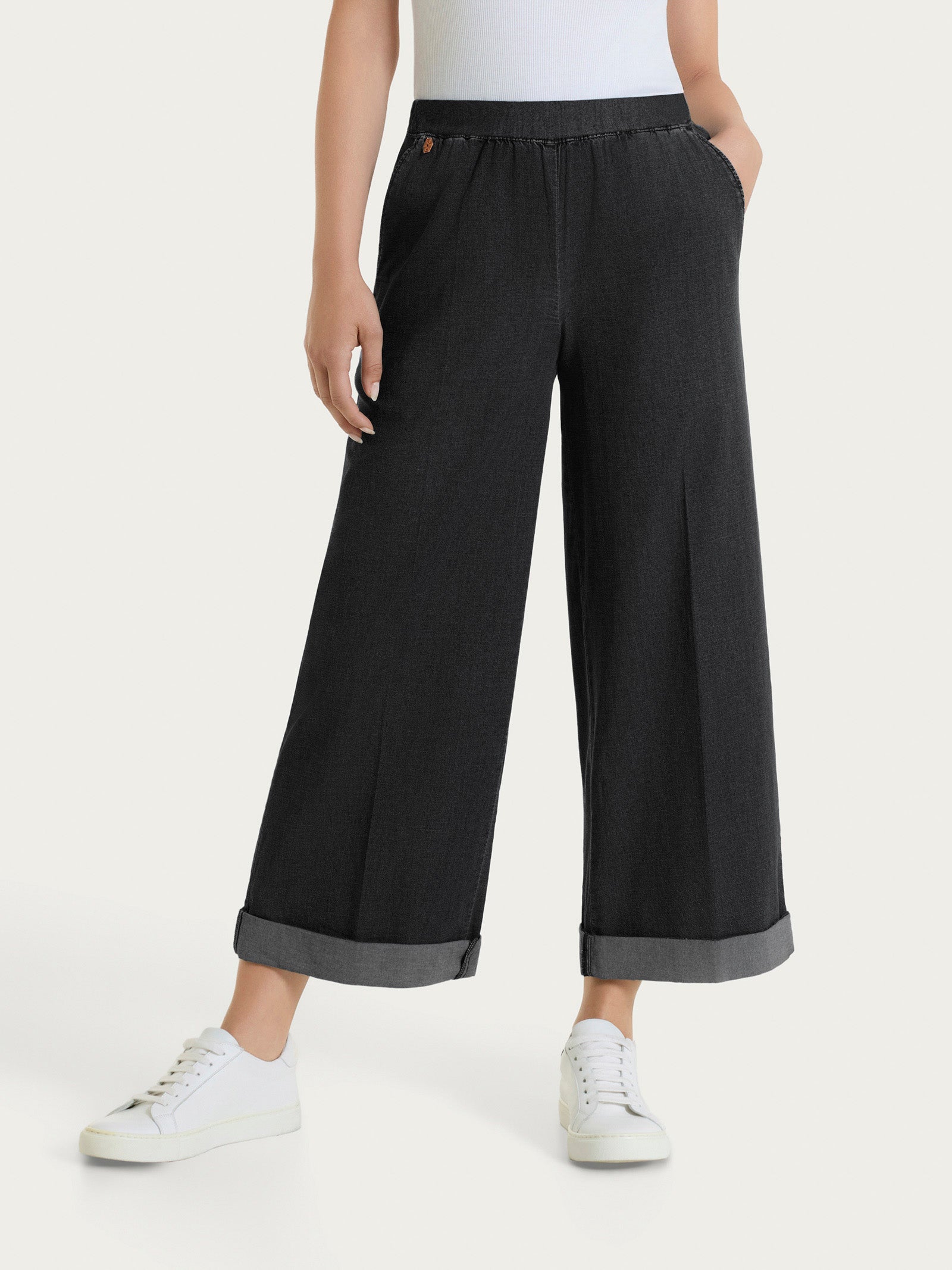 Ragno Super Light Denim Jeans Ampio Caviglia Neri Leggeri