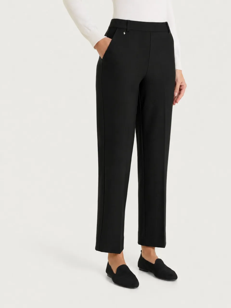 Ragno Compact pantalone flare Nero elasticizzato tasche