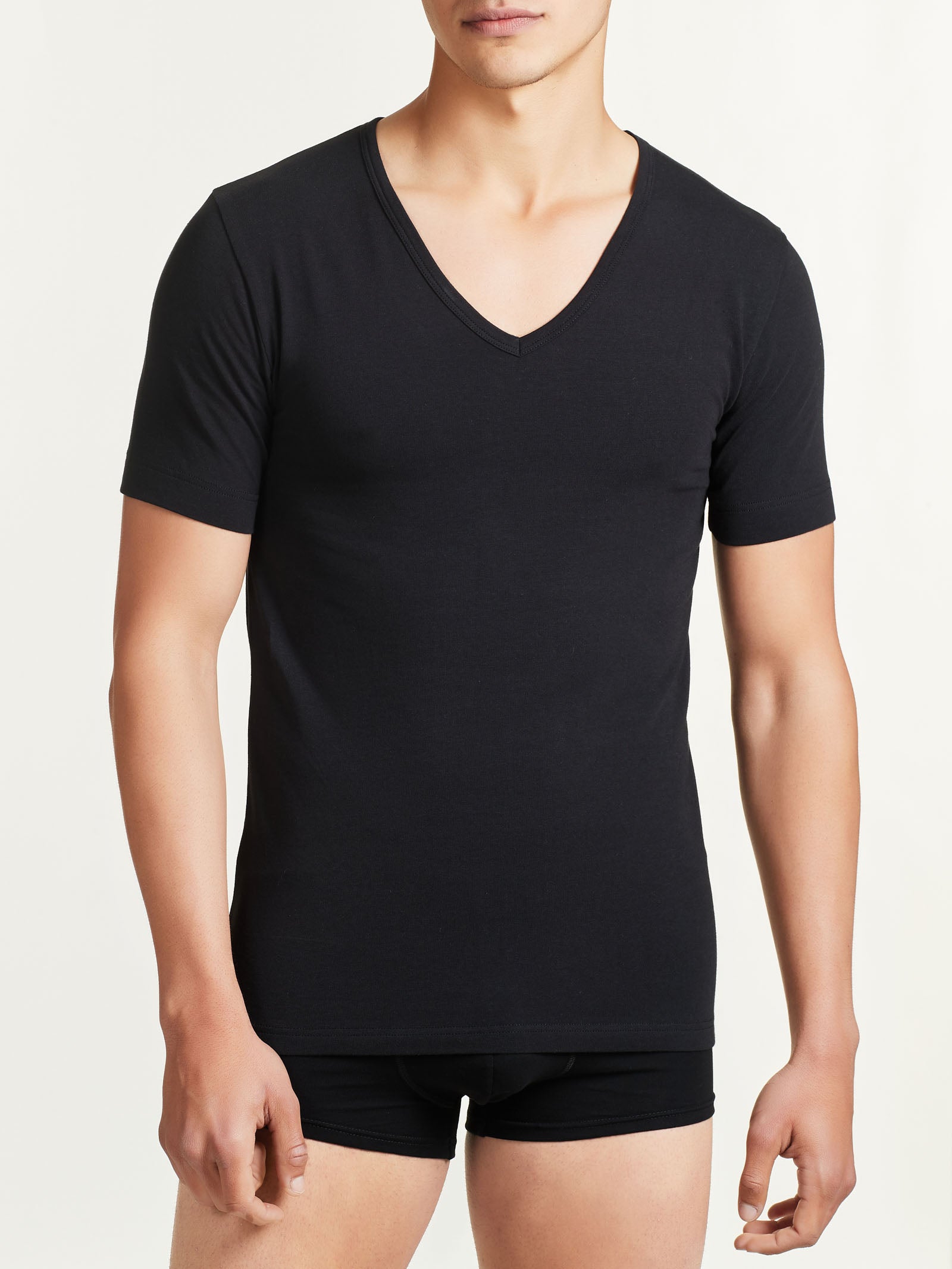 Ragno Comfort maglietta uomo scollo a V nero manica corta