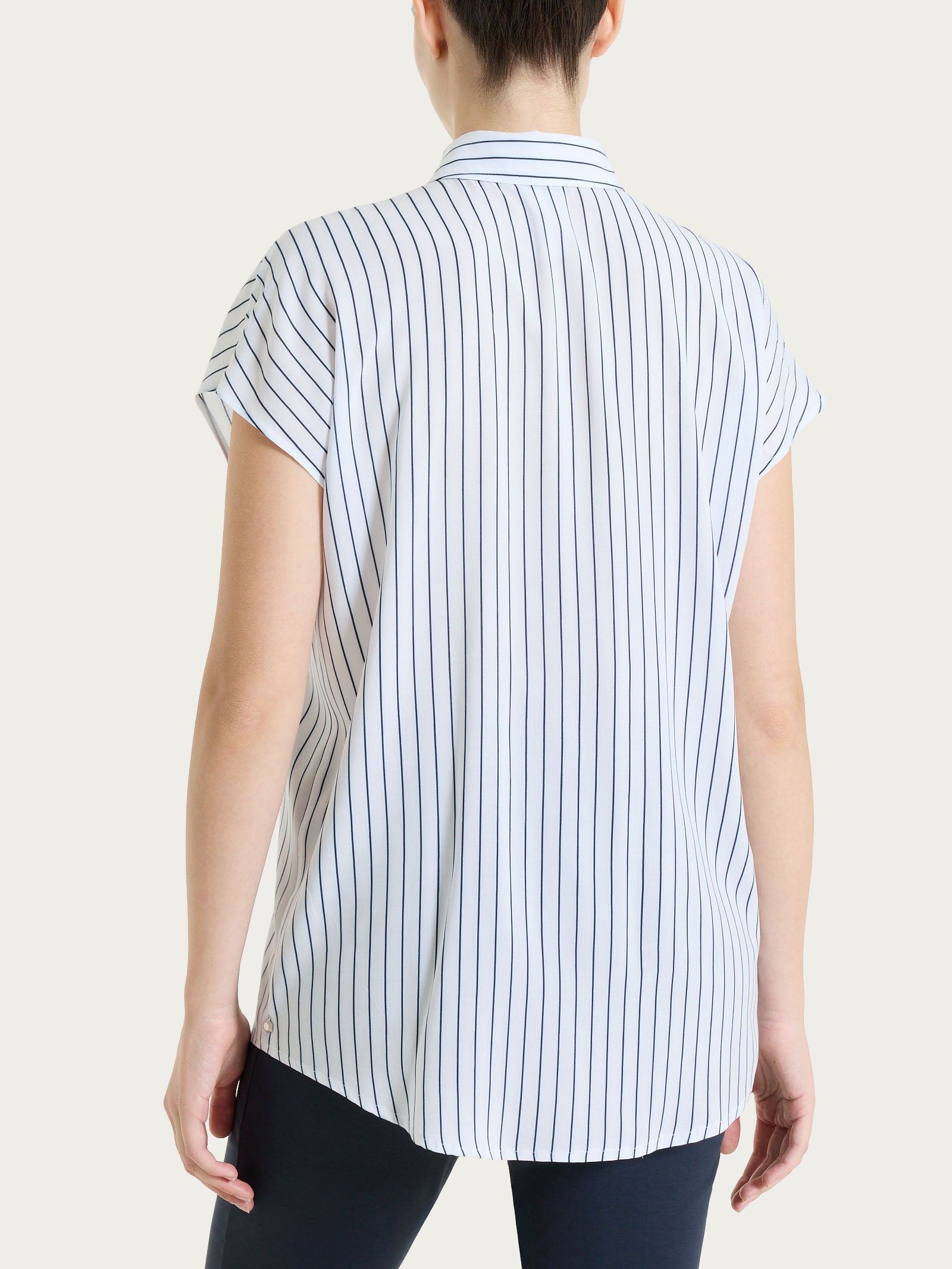 Ragno EcoSeta Camicia righe manica corta Bleu