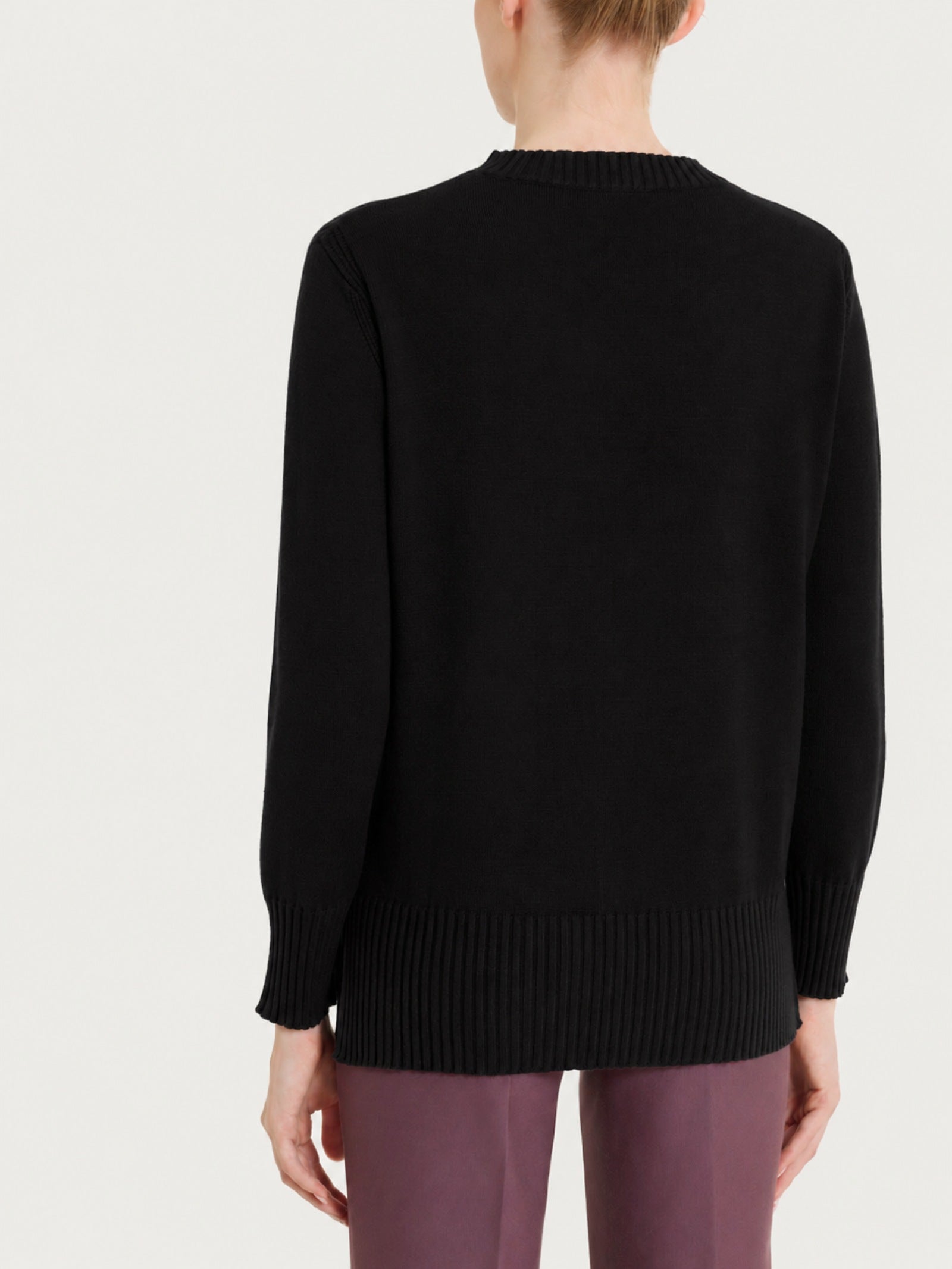 Ragno Soft Wool Maglia Girocollo Manica Lunga Nera viscosa e lana